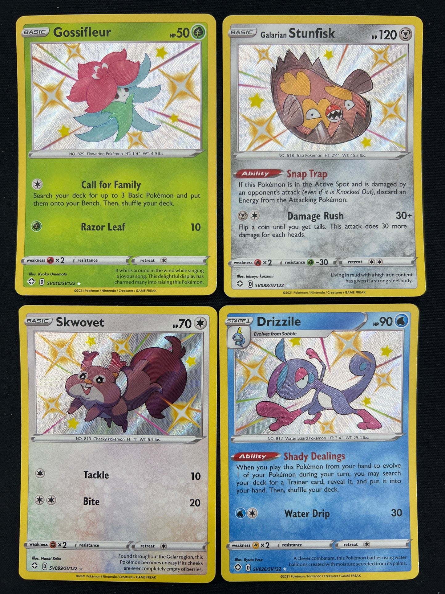 Auction Lot 468: Pokemon Cards Lot of 4 Assorted SV Baby Shinies Shining Fates Conditions Vary