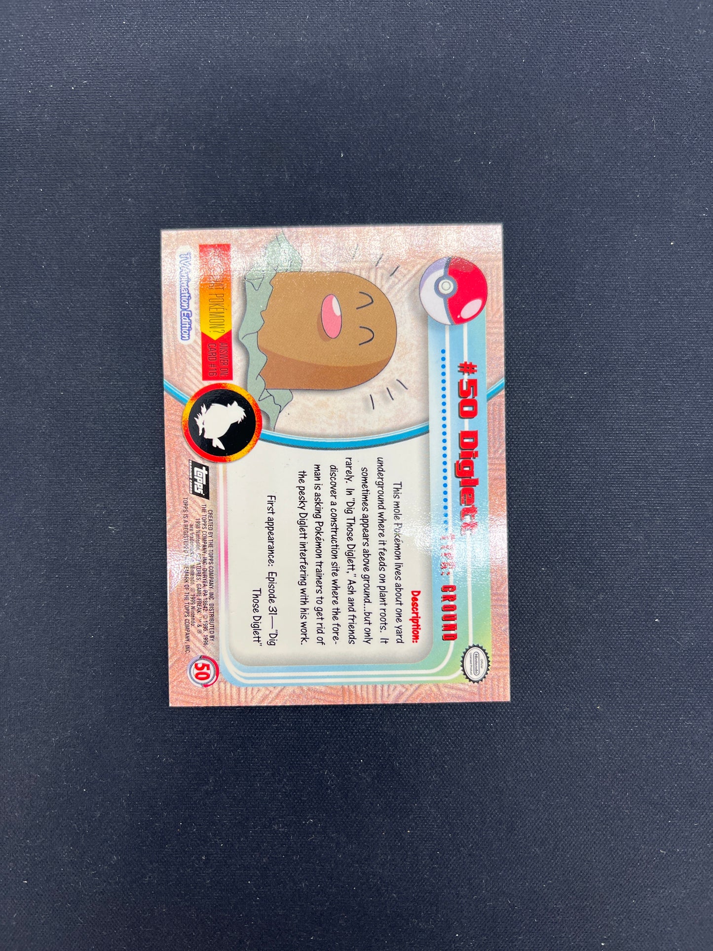 Auction Lot 425: Pokemon Topps Card Diglett Holo Condition Vary