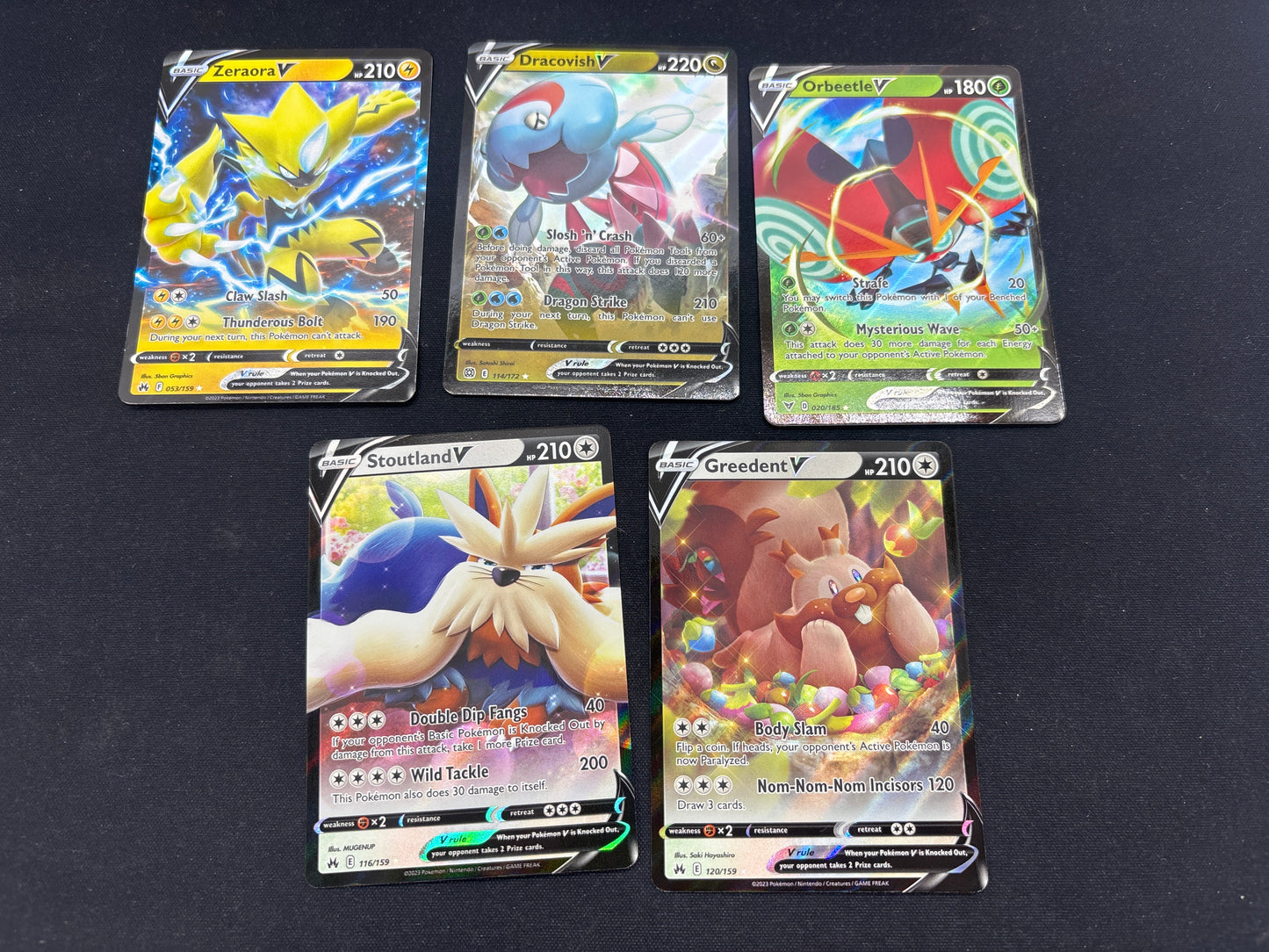 Auction Lot 167: Pokemon Cards Lot of 5 Assorted SWSH V Full Arts Conditions Vary