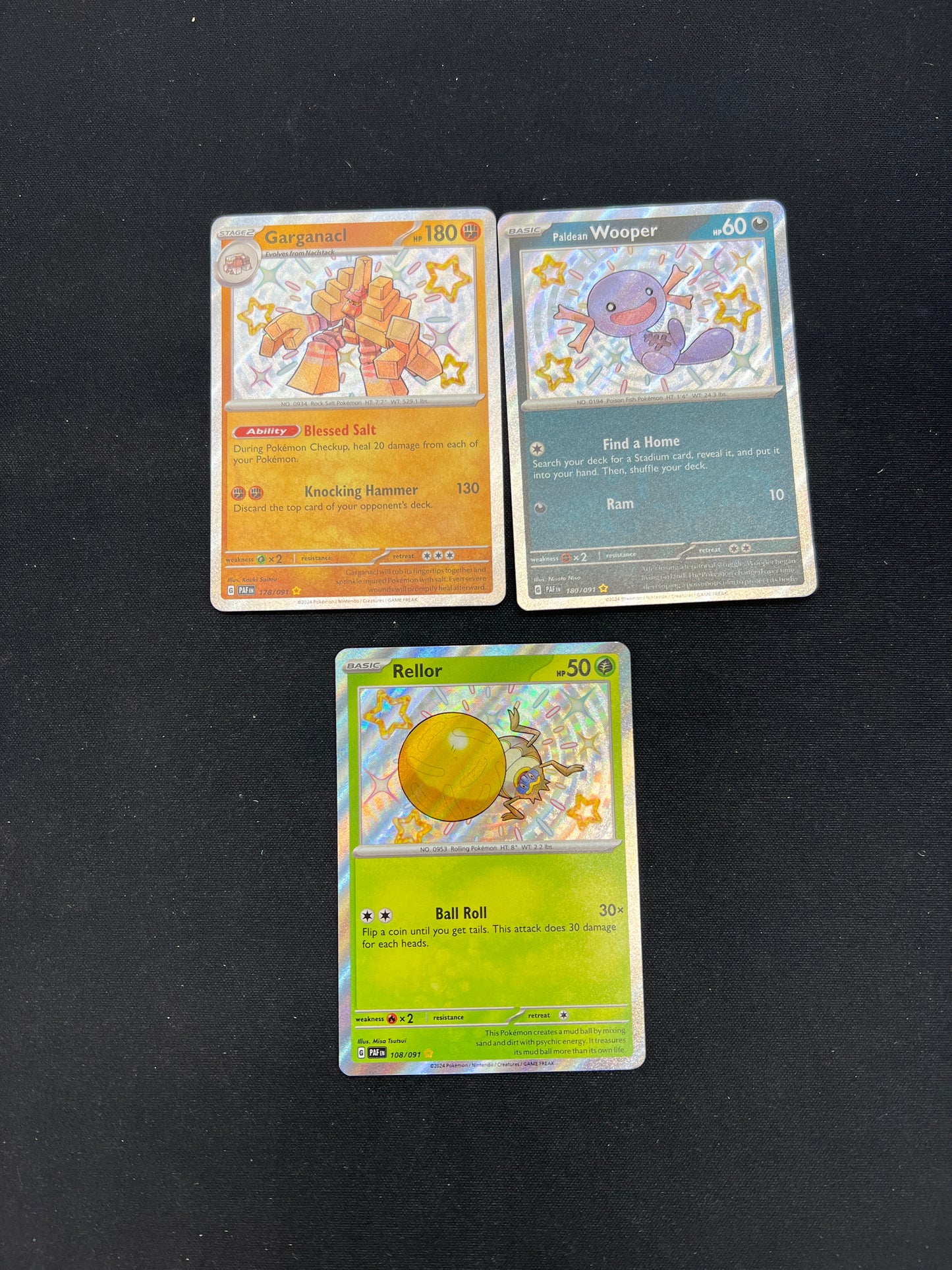 Auction Lot 255: Pokemon Cards Lot of 3 Assorted "Baby Shinies" Paldean Fates Conditions Vary