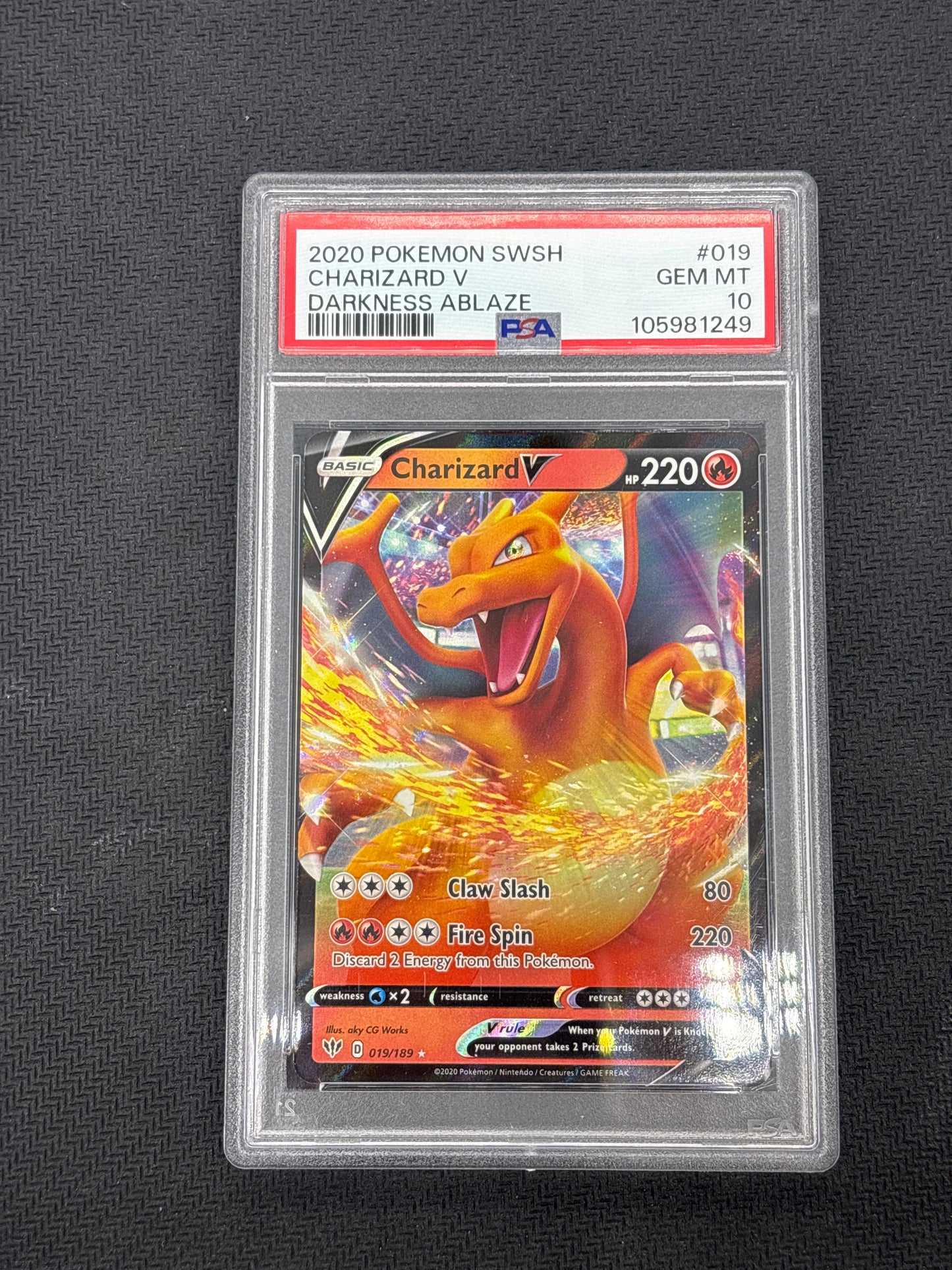 Auction Lot 152: PSA 10 Charizard V Full Art Pokemon SWSH Darkness Ablaze