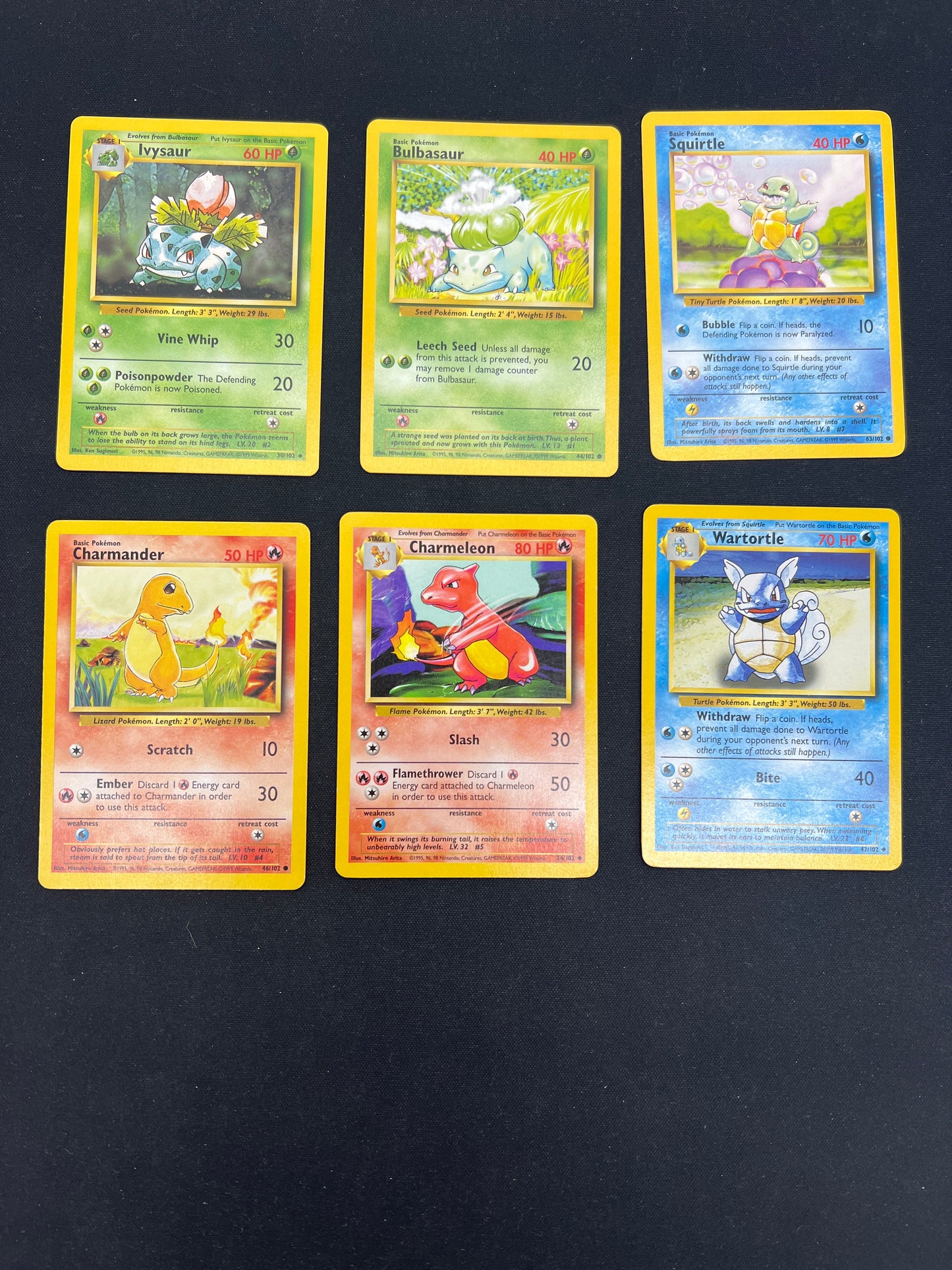 Auction Lot 339: Pokemon Cards Lot of 6 WOTC Base Set Kanto Starters Conditions Vary