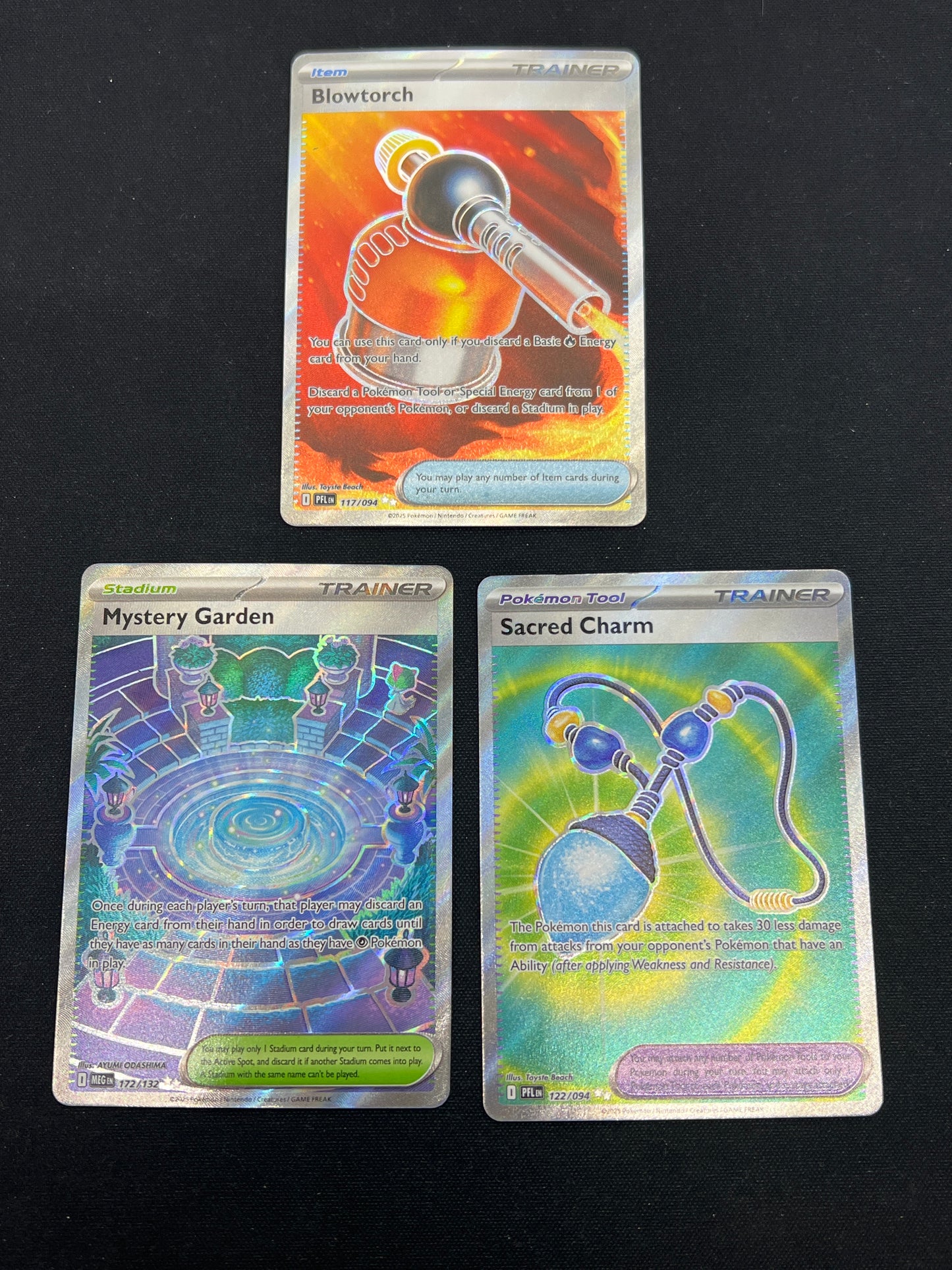Auction Lot 355: Pokemon Cards Assorted Lot of 3 Full Art Trainer Items and Stadium Cards Conditions Vary