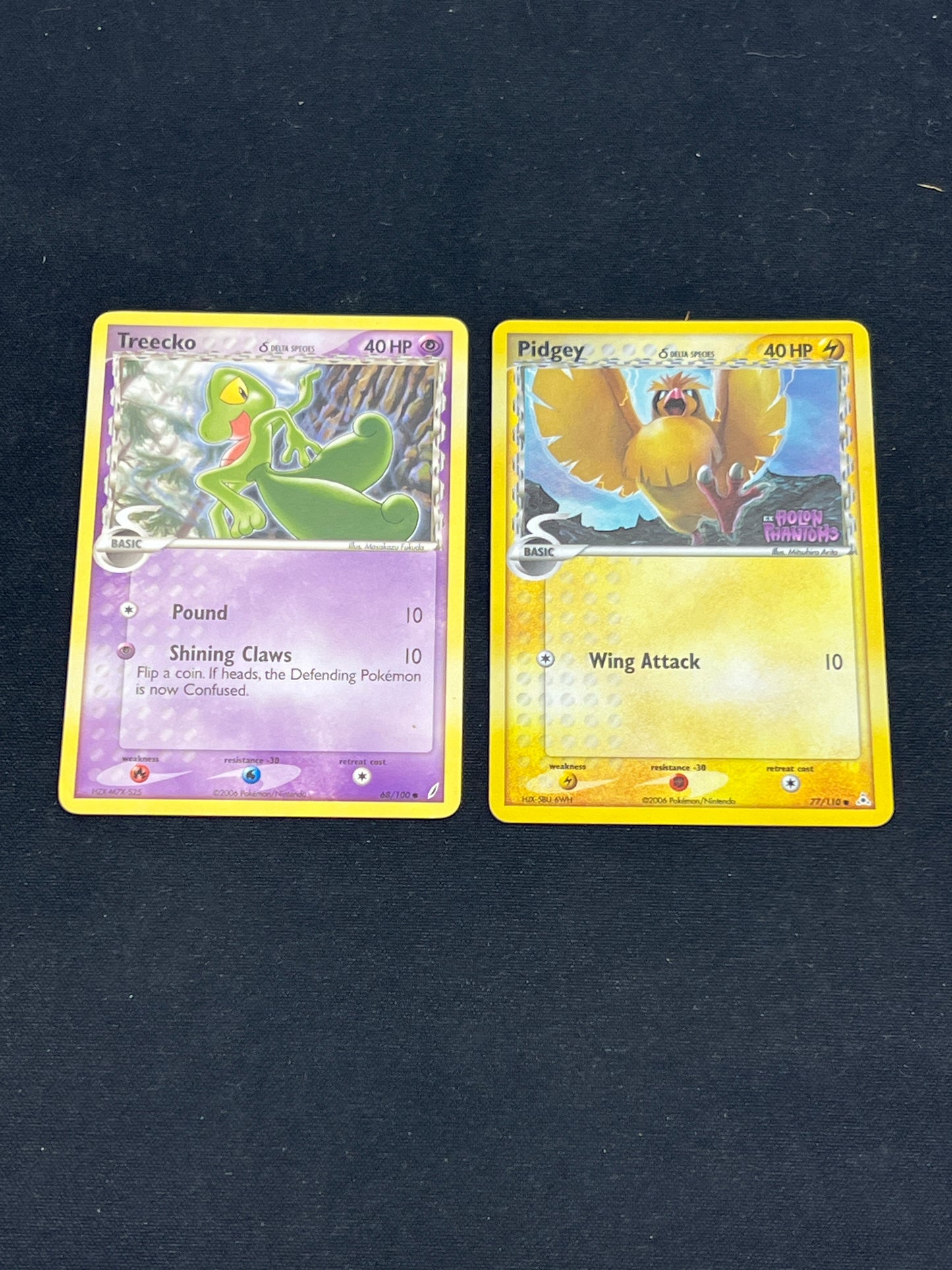 Auction Lot 87: Pokemon Cards Lot of 2 Delta Species Treeko Pidgey Holon Phantoms Stamped Holo Conditions Vary