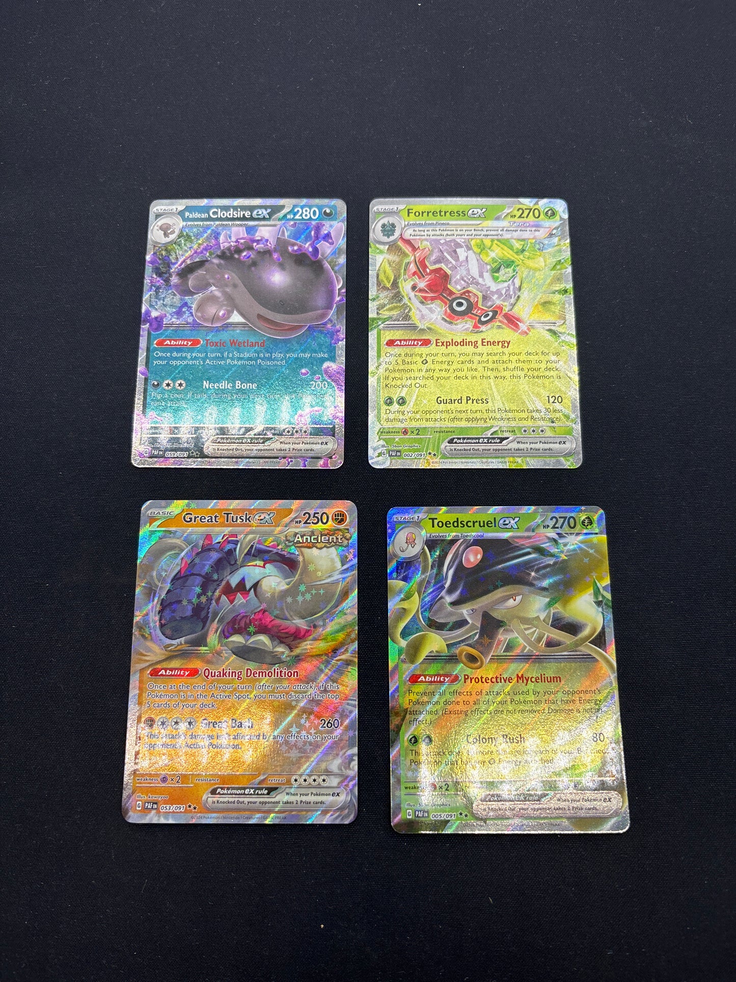Auction Lot 150: Pokemon Cards Assorted Lot of 4 EX Double Rares Paldean Fates Conditions Vary