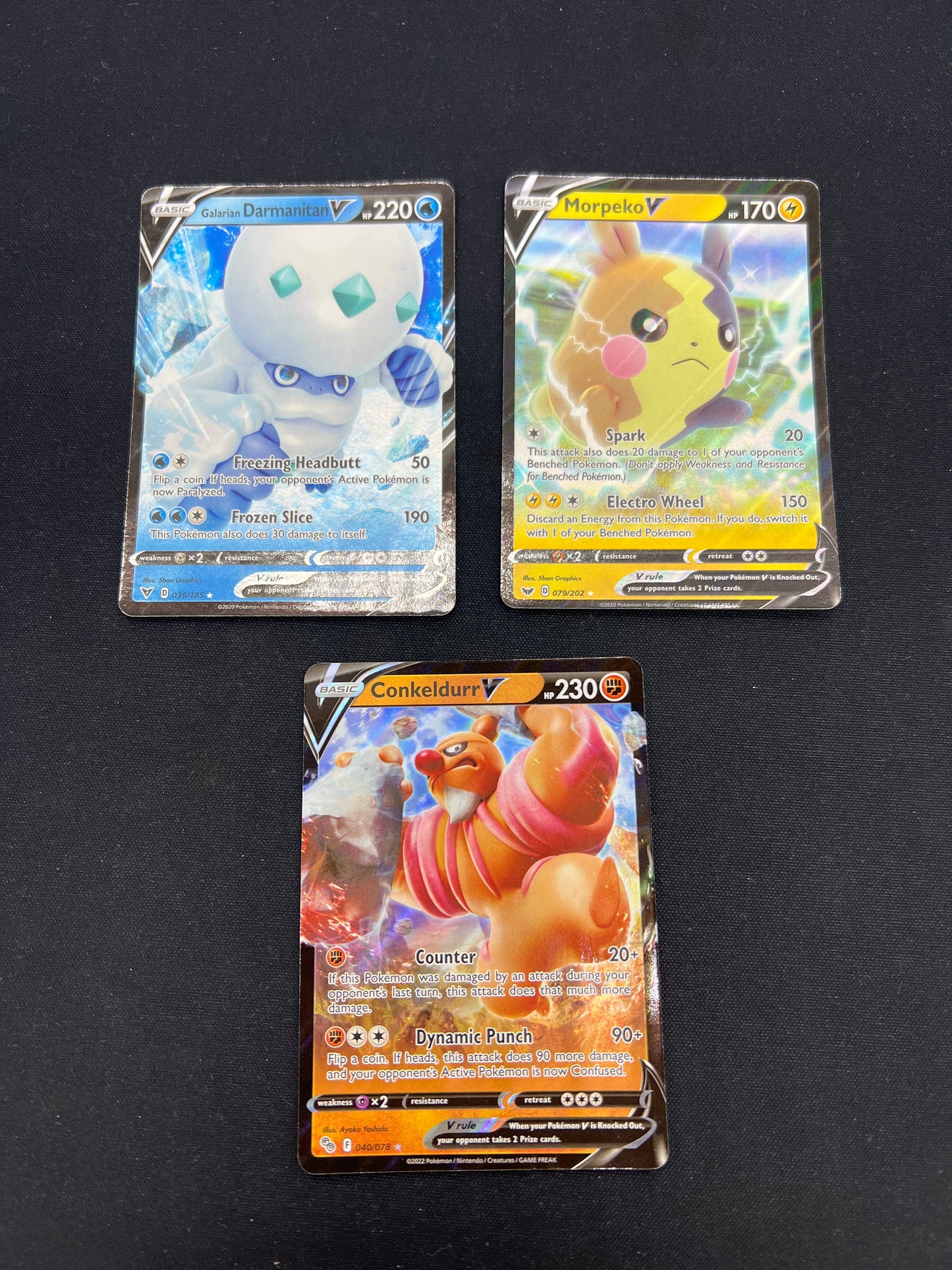 Auction Lot 220: Pokemon Cards Assorted Lot of 3 Full Art V's Conditions Vary
