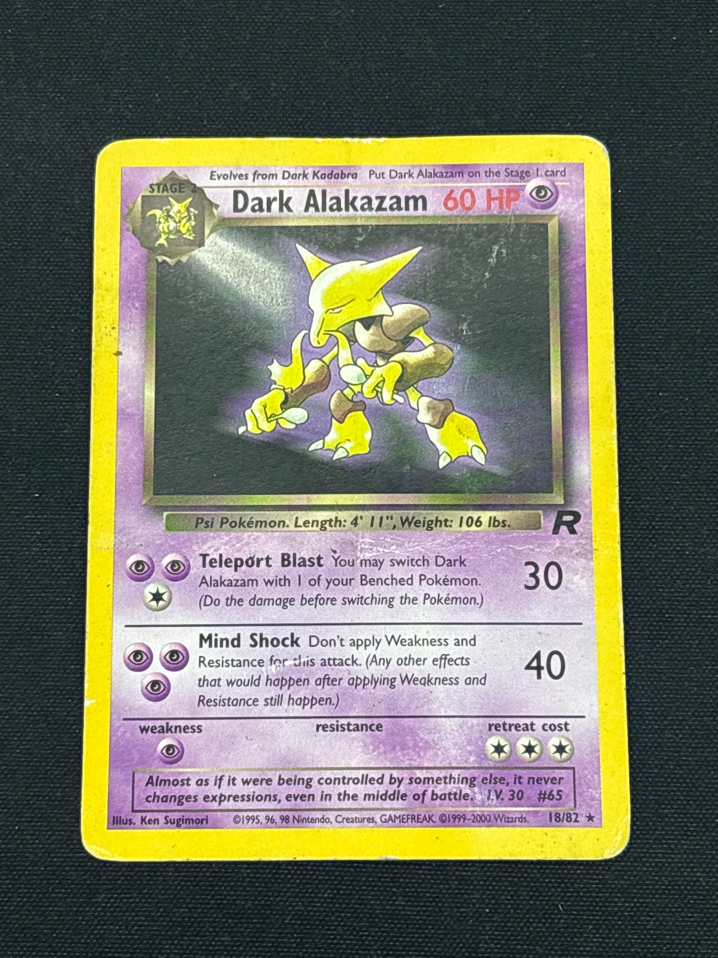 Auction Lot 258: Pokemon Cards Dark Alakazam Non Holo Rare Team Rocket Condition Vary