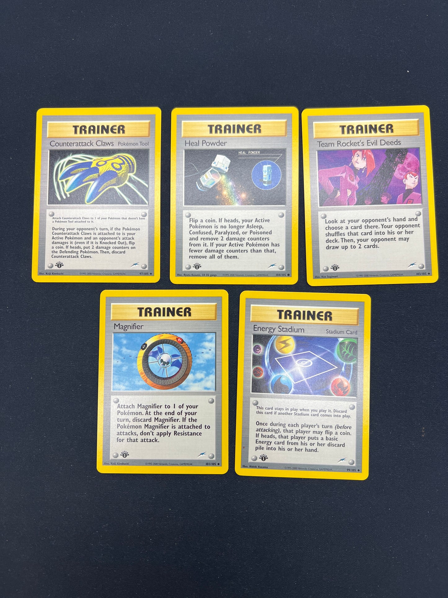 Auction Lot 13: Pokemon Cards Lot of 5 Assorted Trainer 1st Edition Neo Destiny Conditions Vary