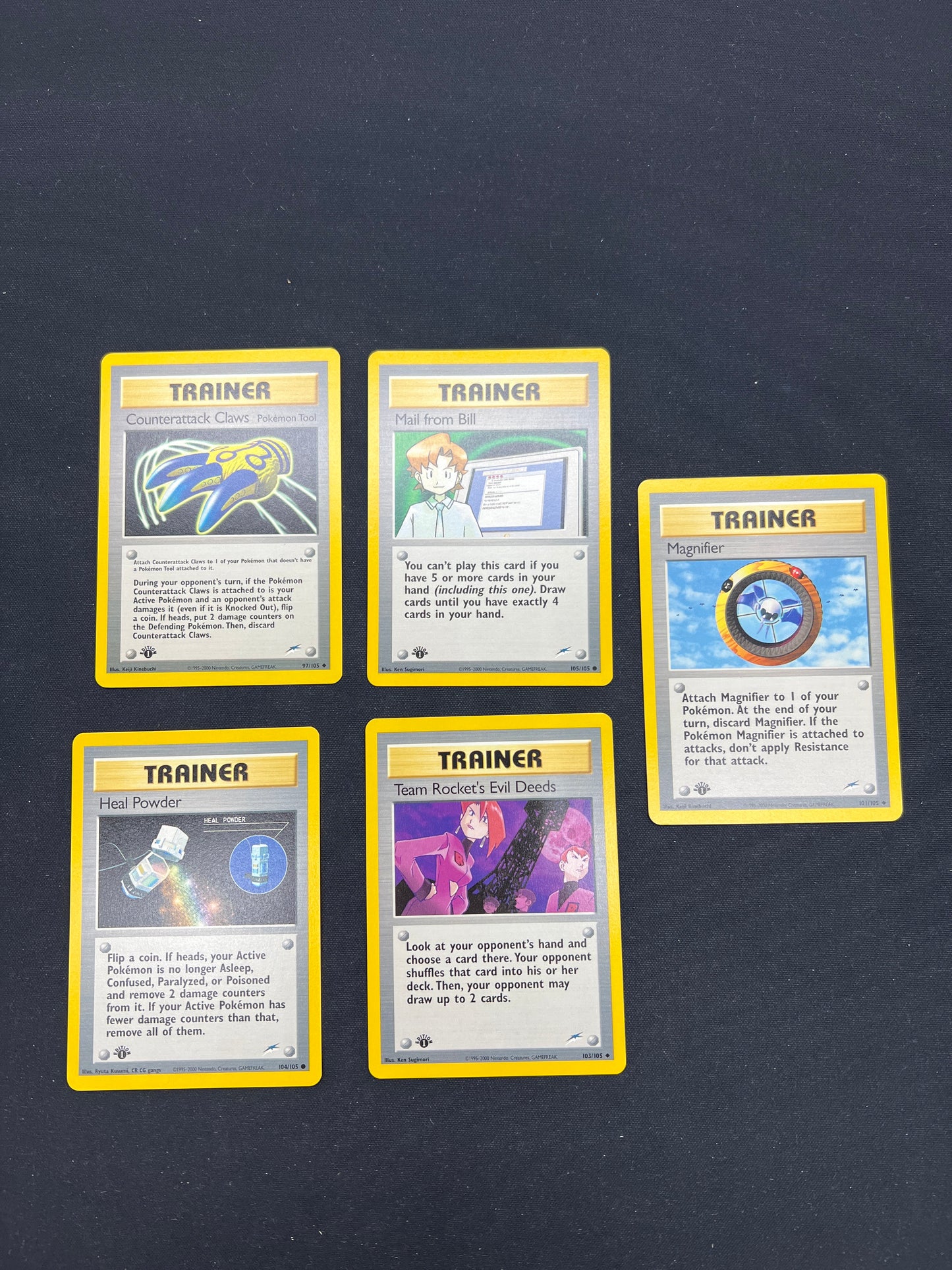 Auction Lot 26: Pokemon Cards Lot of 5 Trainer 1st Edition Neo Discovery Conditions Vary