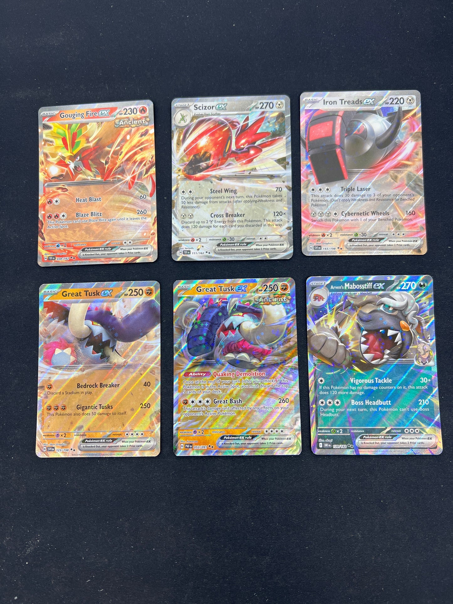 Auction Lot 183: Pokemon Cards Lot of 6 Assorted EX Ultra Rares SV Conditions Vary