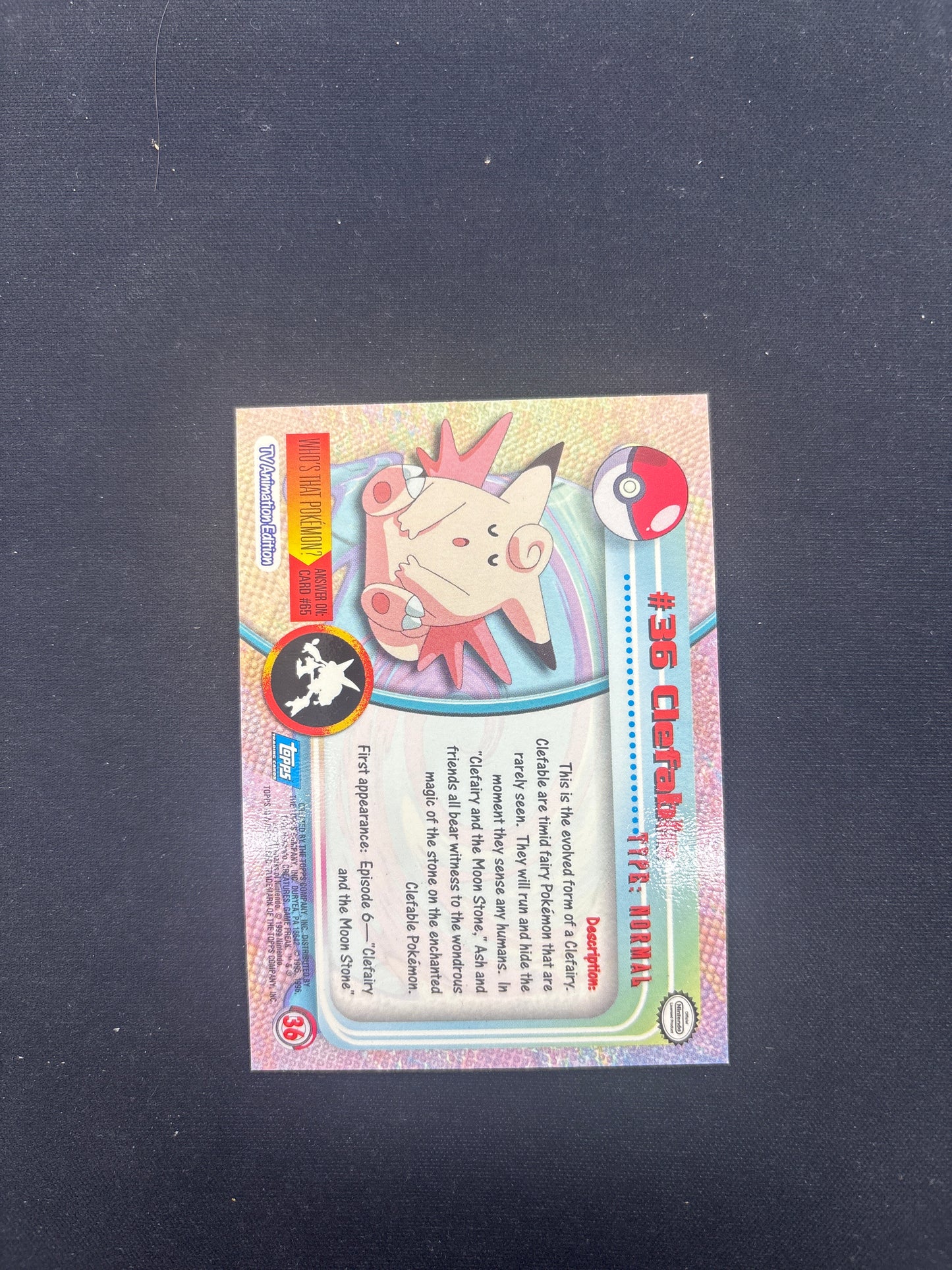 Auction Lot 49: Pokemon Topps Clefable Holo Card Condition Vary