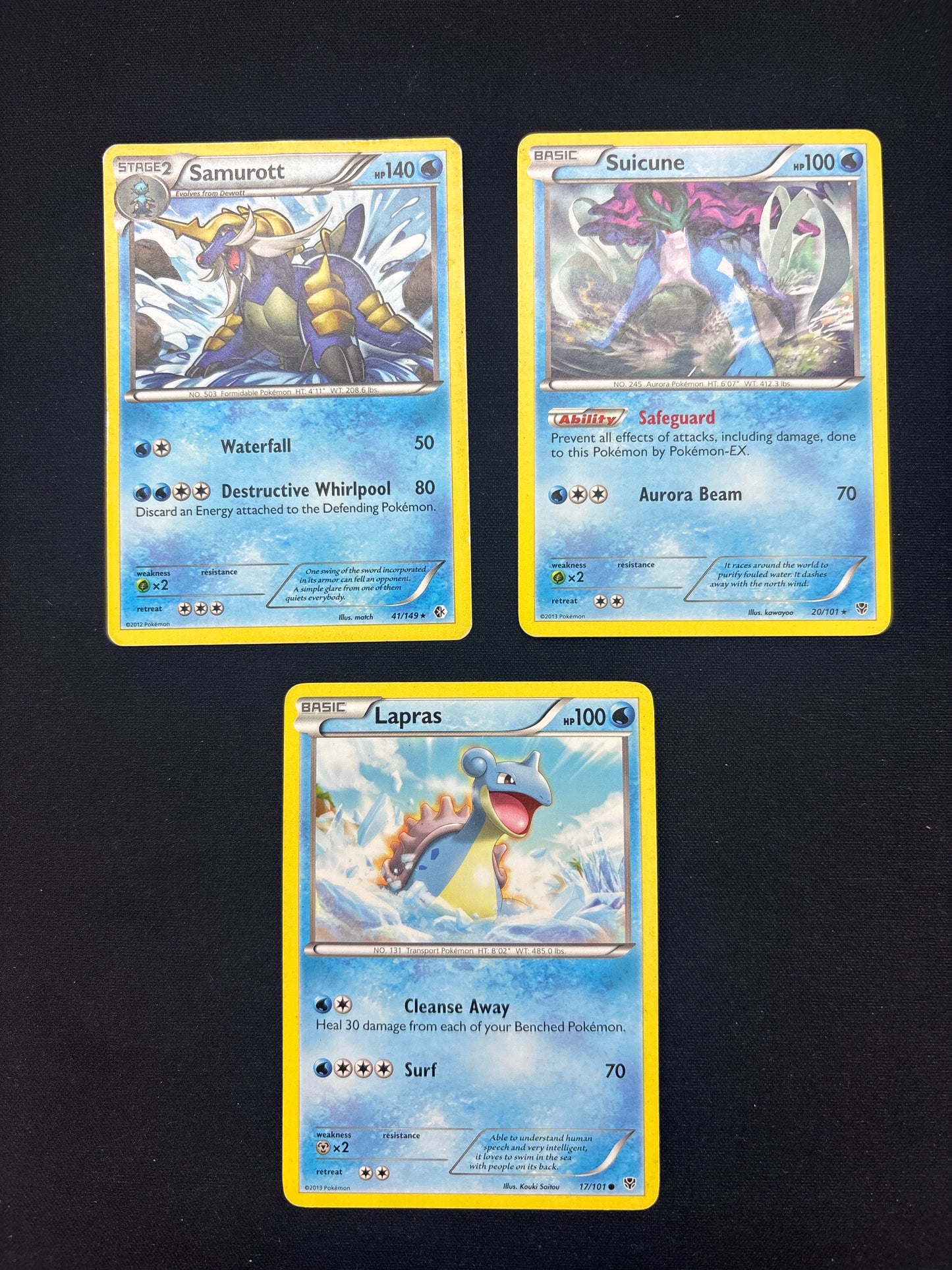 Auction Lot 359: Pokemon Cards Lot of 3 Assorted BW Era Water Type Conditions Vary