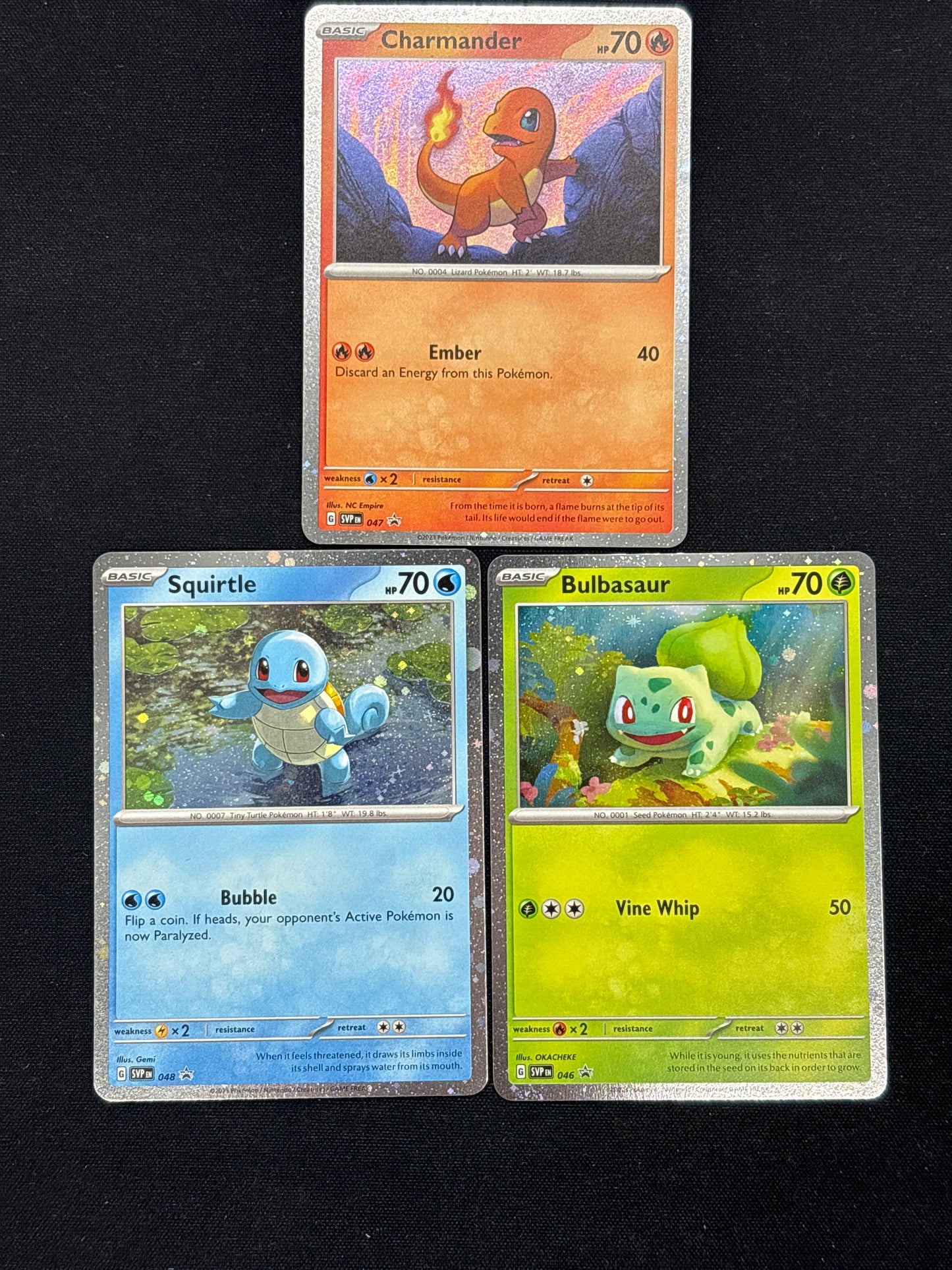 Auction Lot 43: Pokemon 151 Cosmo Holo Starter Cards Conditions Vary