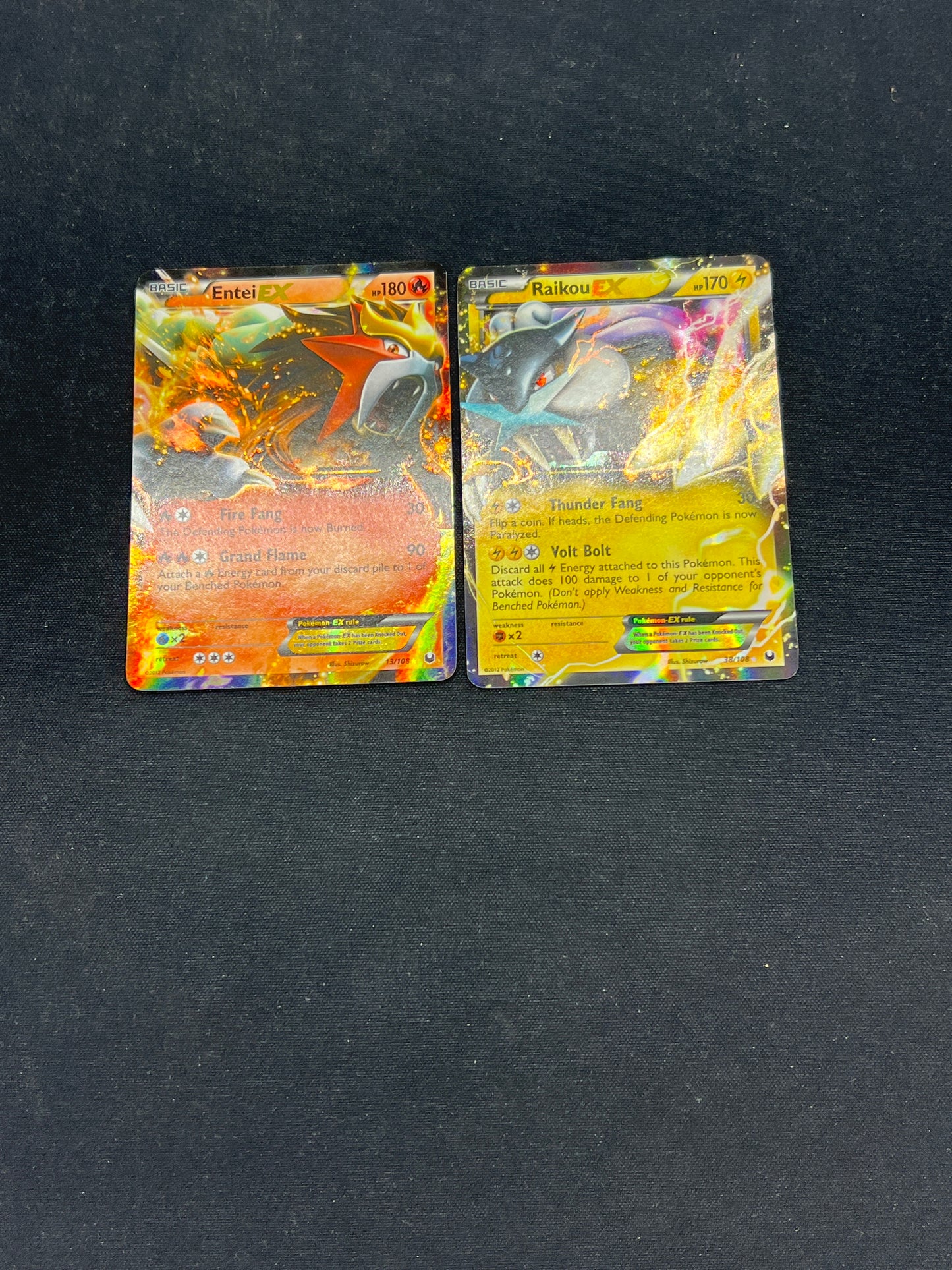 Auction Lot 22: Pokemon Cards Lot of 2 Entei EX & Raikou EX BW Dark Explorers Conditions Vary