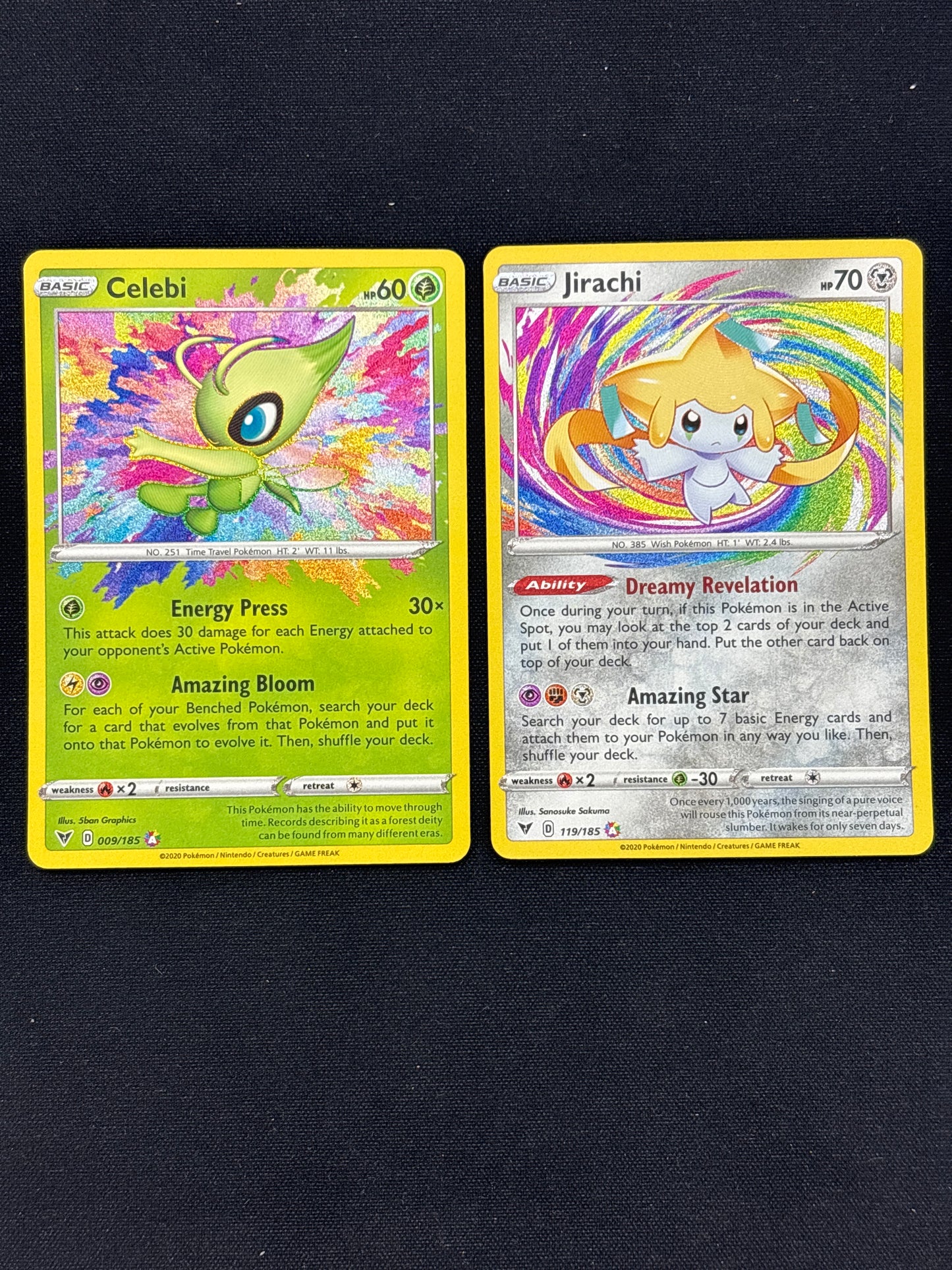 Auction Lot 9: Pokemon Cards Lot of 2 Amazing Rare Celebi & Jirachi Conditions Vary