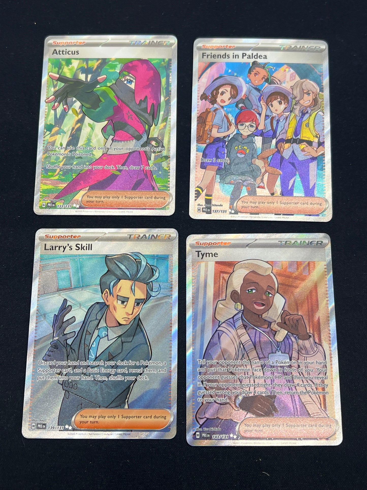 Auction Lot 116: Pokemon Cards Assorted Lot of 4 Prismatic Evolutions Full Art Trainers Conditions Vary