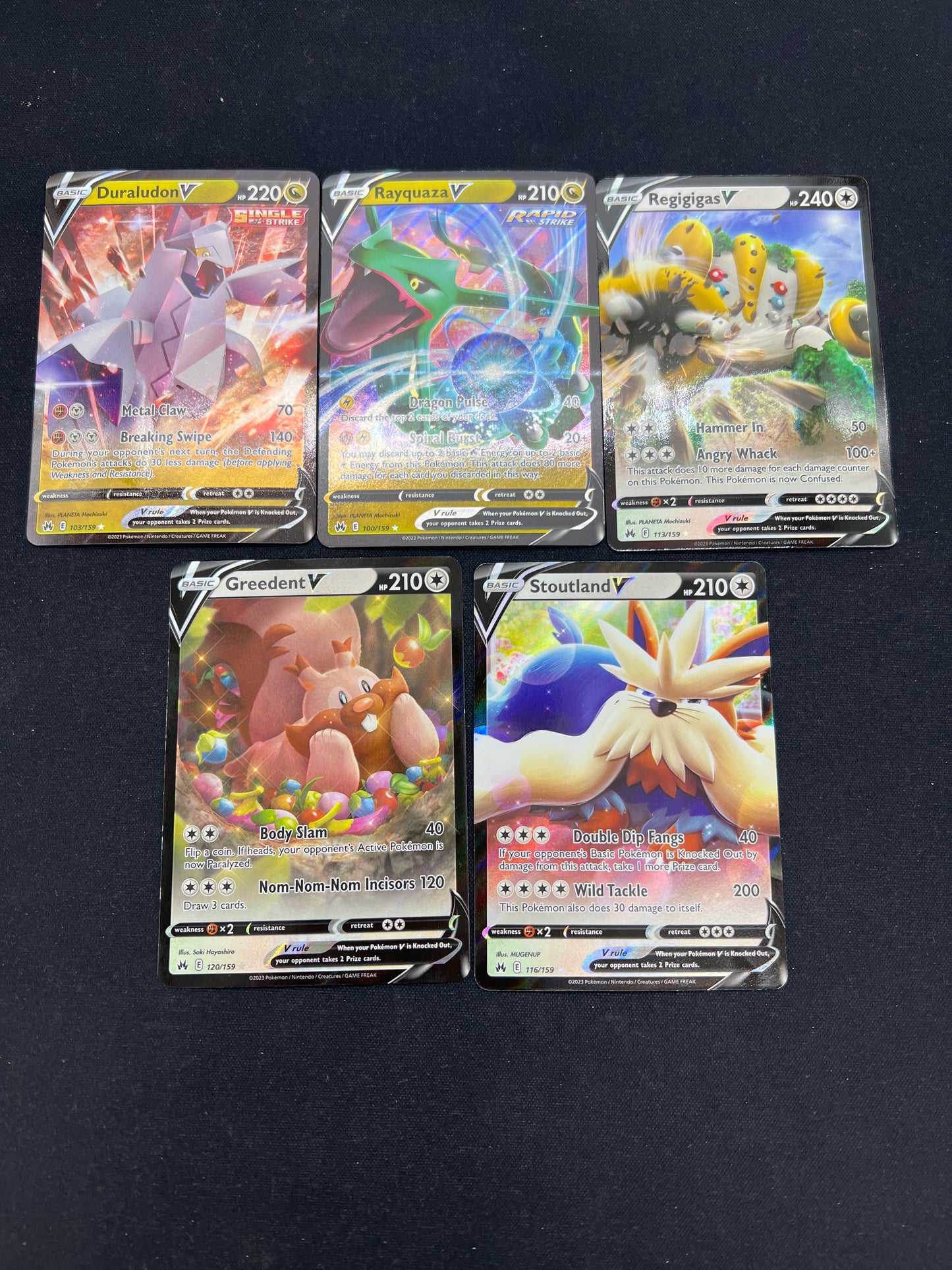 Auction Lot 181: Pokemon Cards Lot of 5 Crown Zenith V Full Arts Conditions Vary