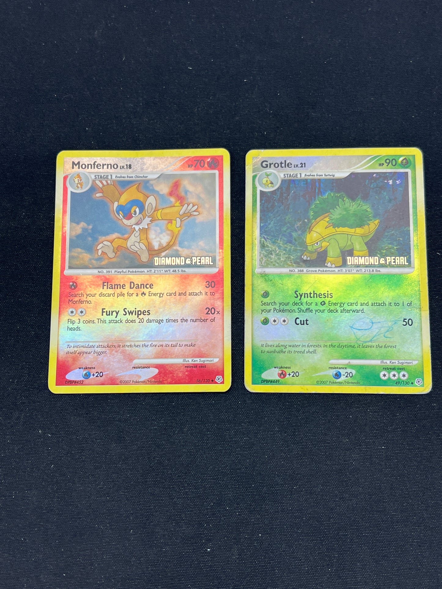 Auction Lot 263: Pokemon Cards Monferno & Grotle DP Stamped Promo Conditions Vary
