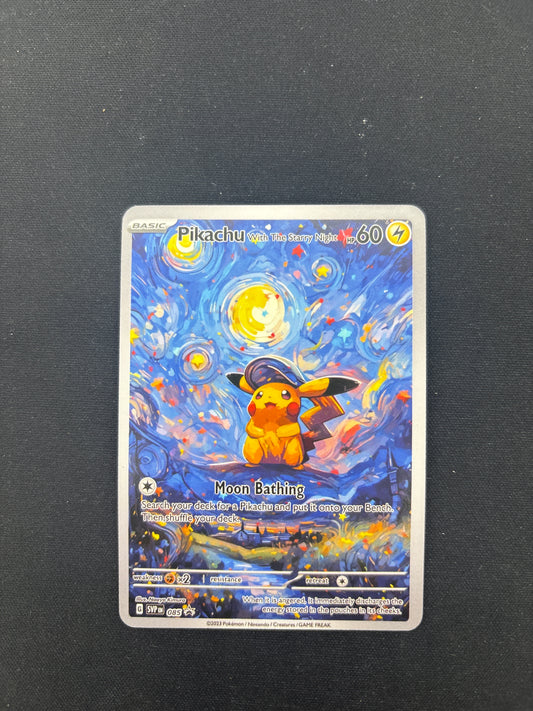 Auction Lot 316: Pokemon Card (CUSTOM) Pikachu With the Starry Night Conditions Vary