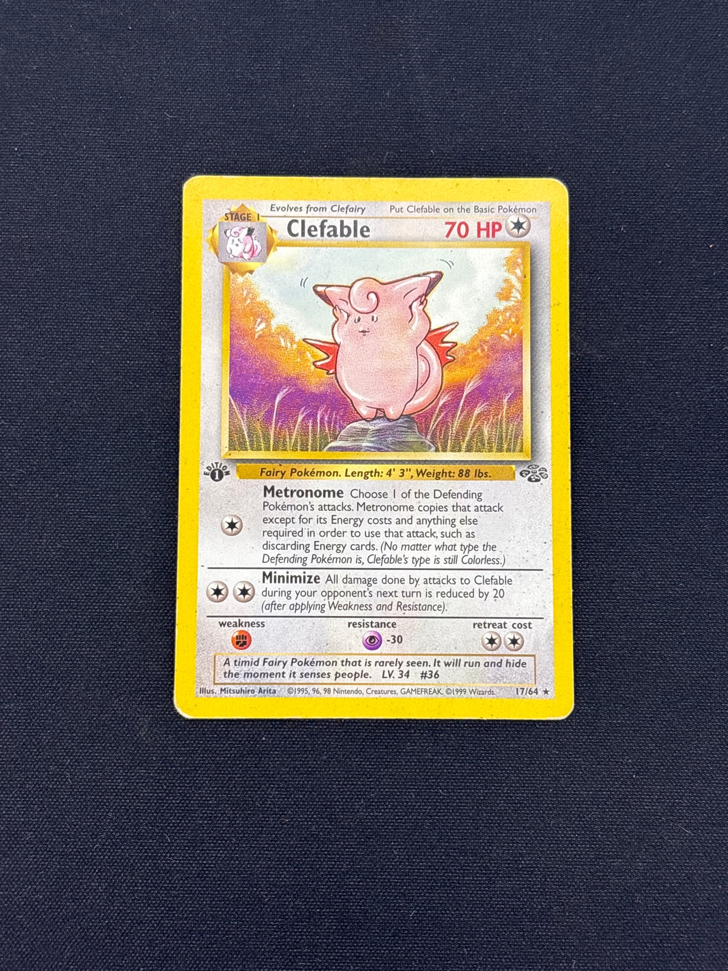Auction Lot 86: Clefable 1st Edition Pokemon WOTC Jungle Card Conditions Vary