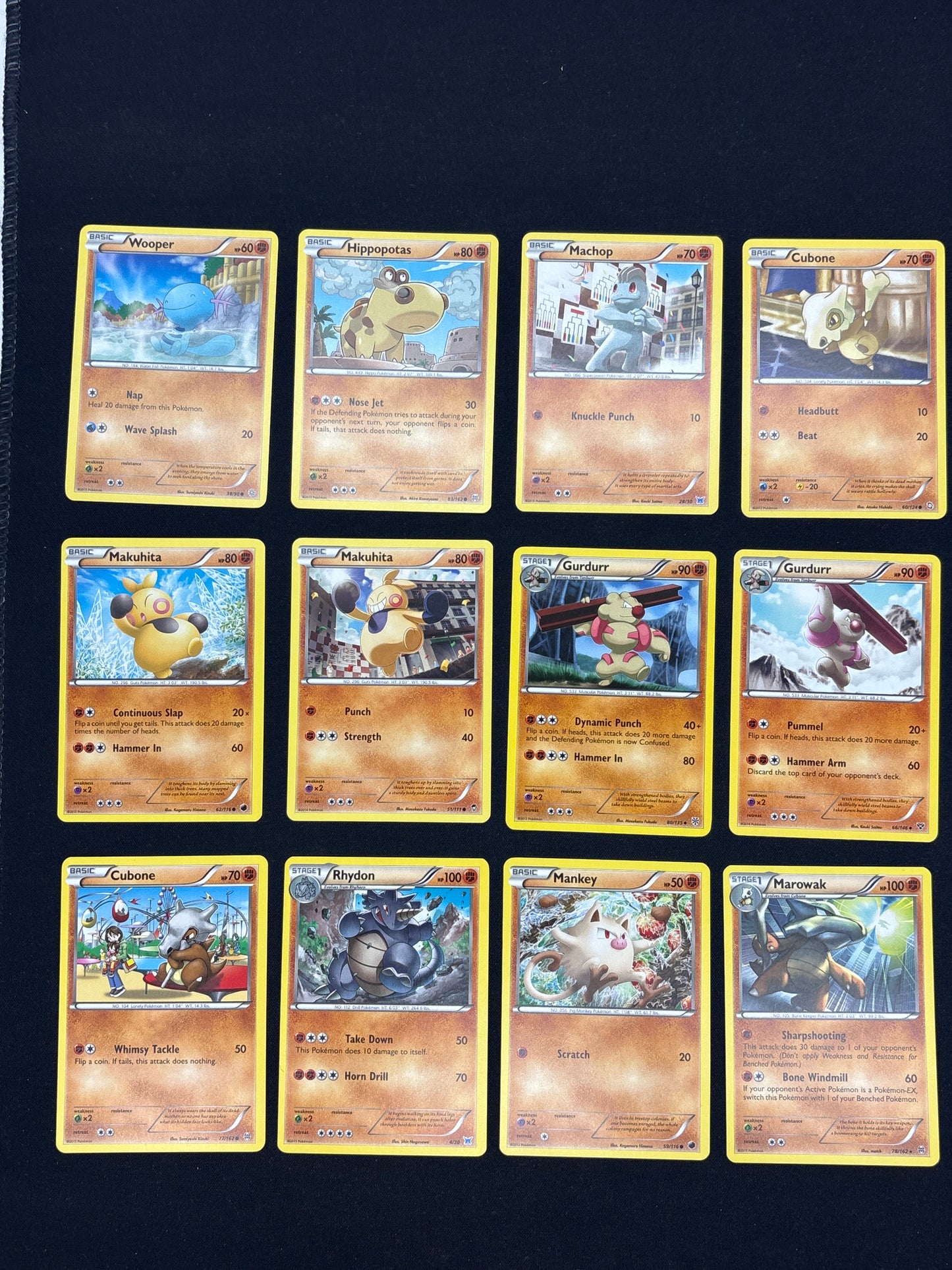 Auction Lot 14: Pokemon Cards Lot of 12 Fighting Type Commons Uncommons Conditions Vary