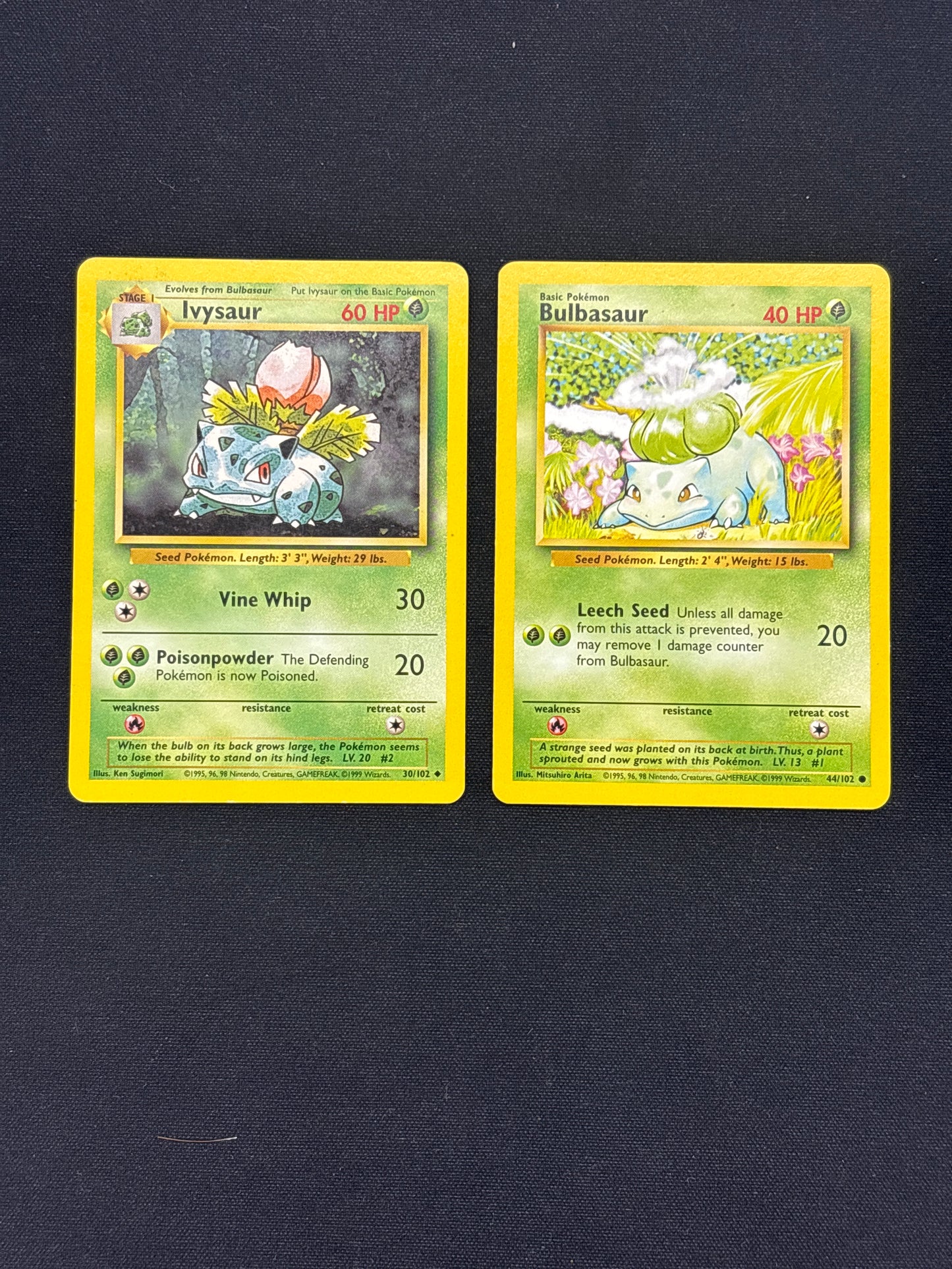 Auction Lot 247: Pokemon Bulbasaur Evolution Line Base Set Card Lot Conditions Vary