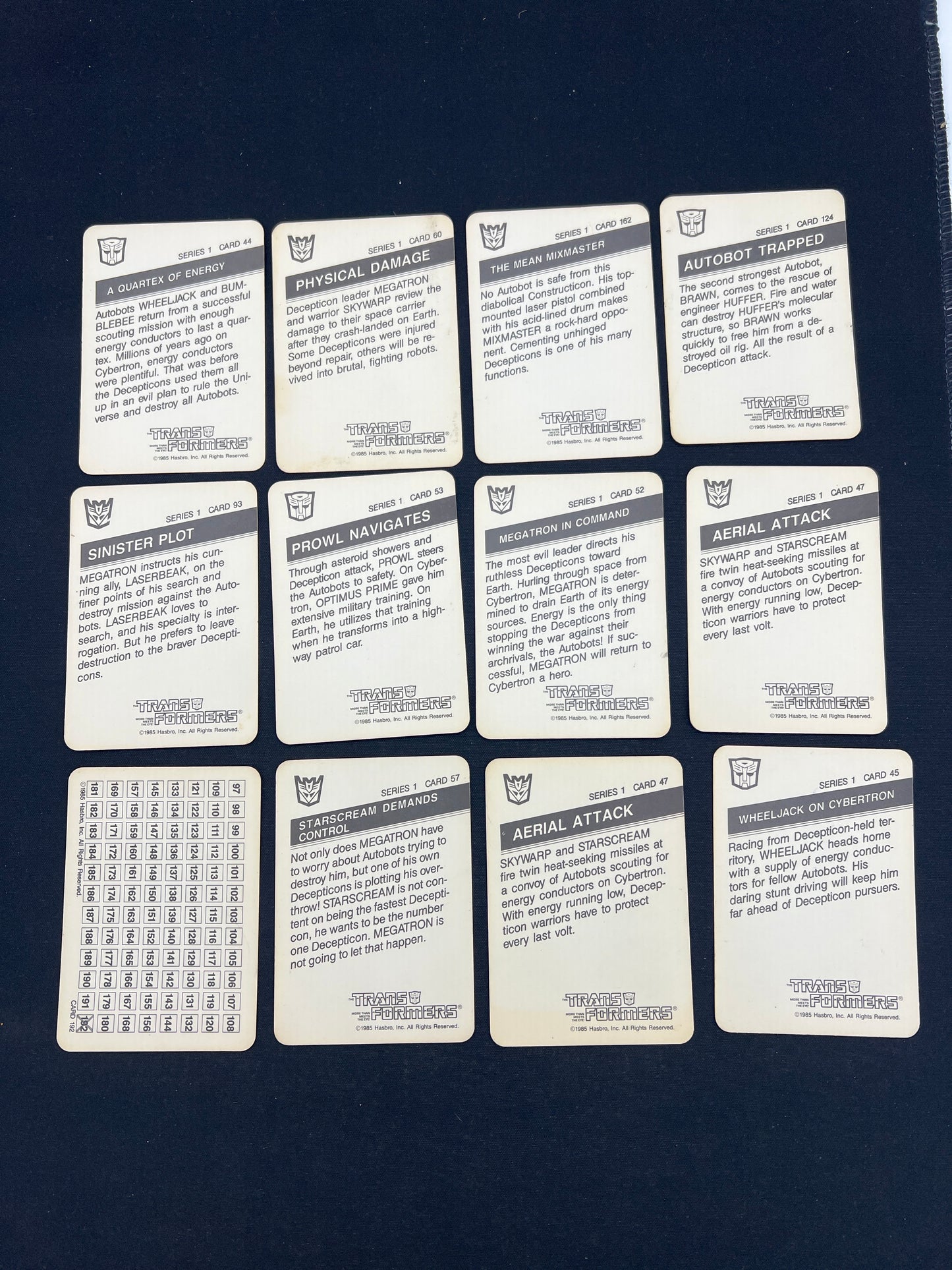 Auction Lot 290: Transformers Series 1 TCG Card Lot 5 Conditions Vary