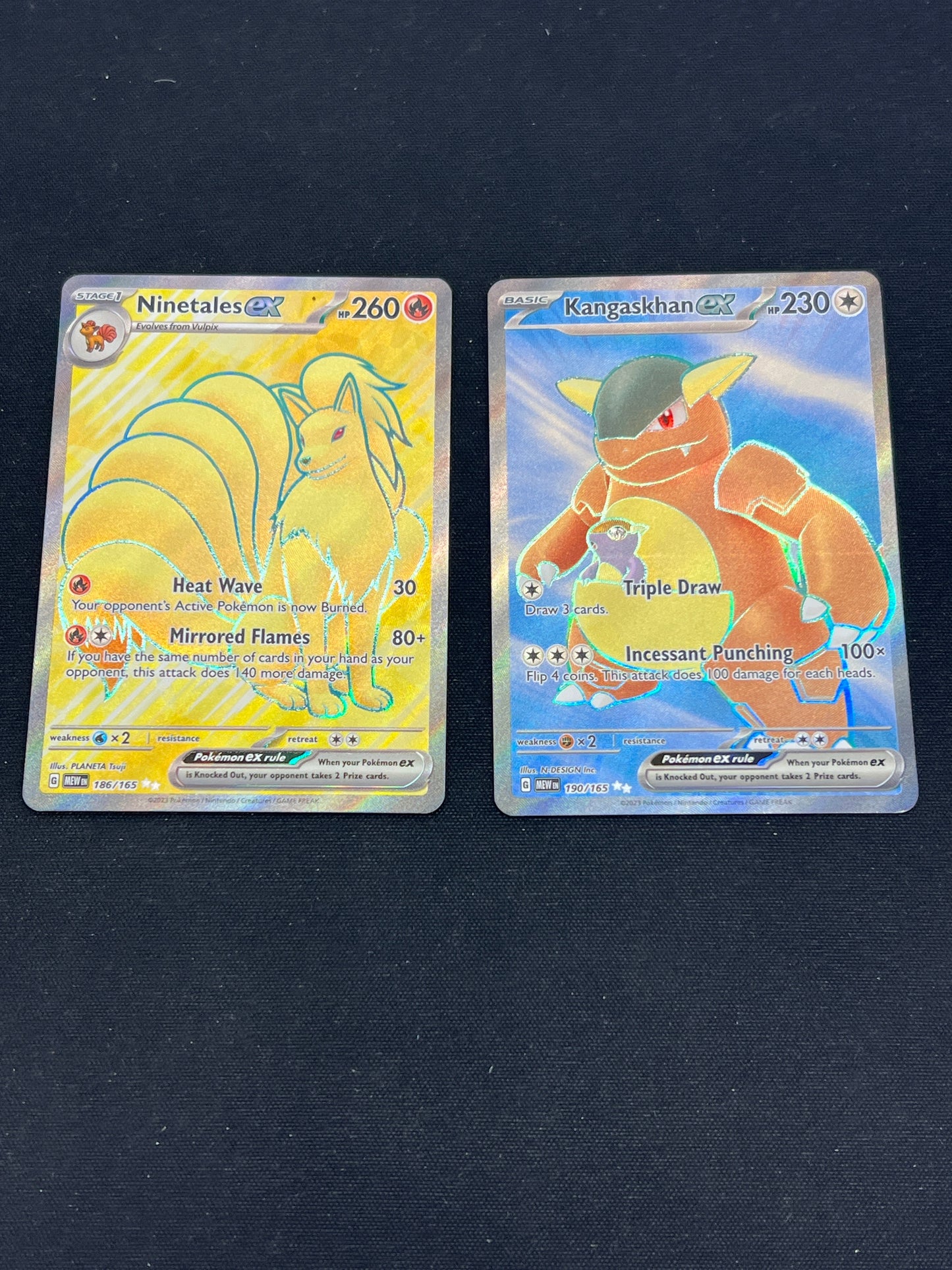 Auction Lot 380: Pokemon Cards Lot of 2 SV 151 Kangaskhan Ninetales EX Full Arts Conditions Vary