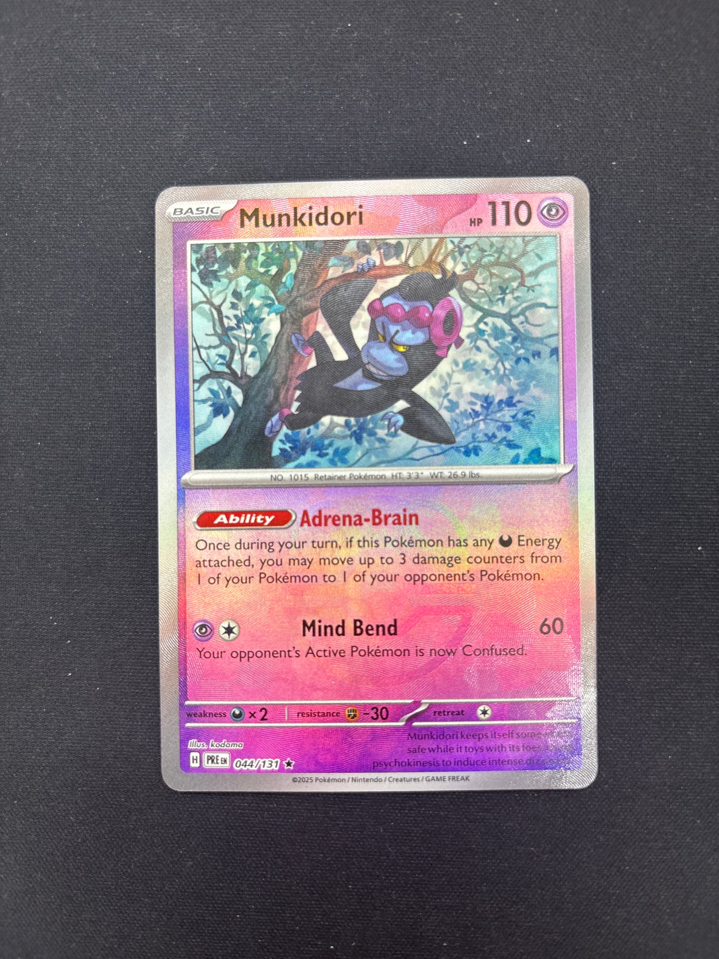 Auction Lot 250: Pokemon Card Munkidori Master Ball Prismatic Evolutions Conditions Vary