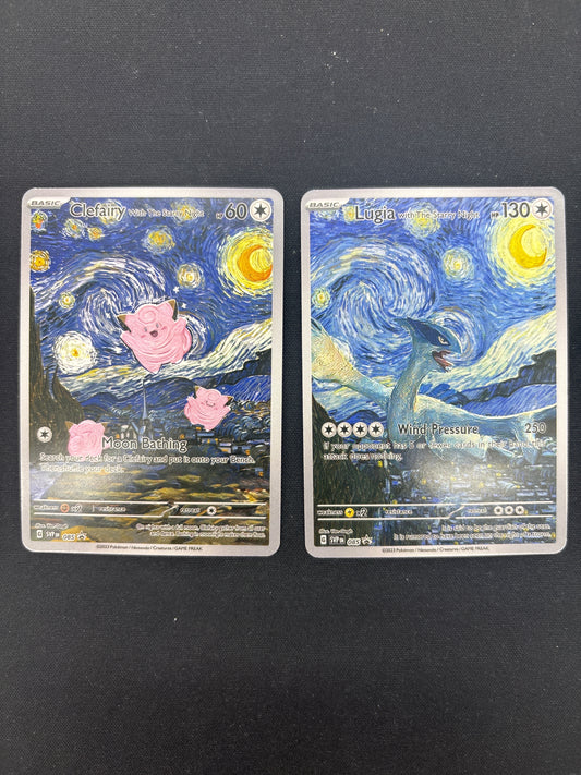 Auction Lot 328: Pokemon Cards (CUSTOM) Lot of 2 Clefairy & Lugia Van Gogh Conditions Vary