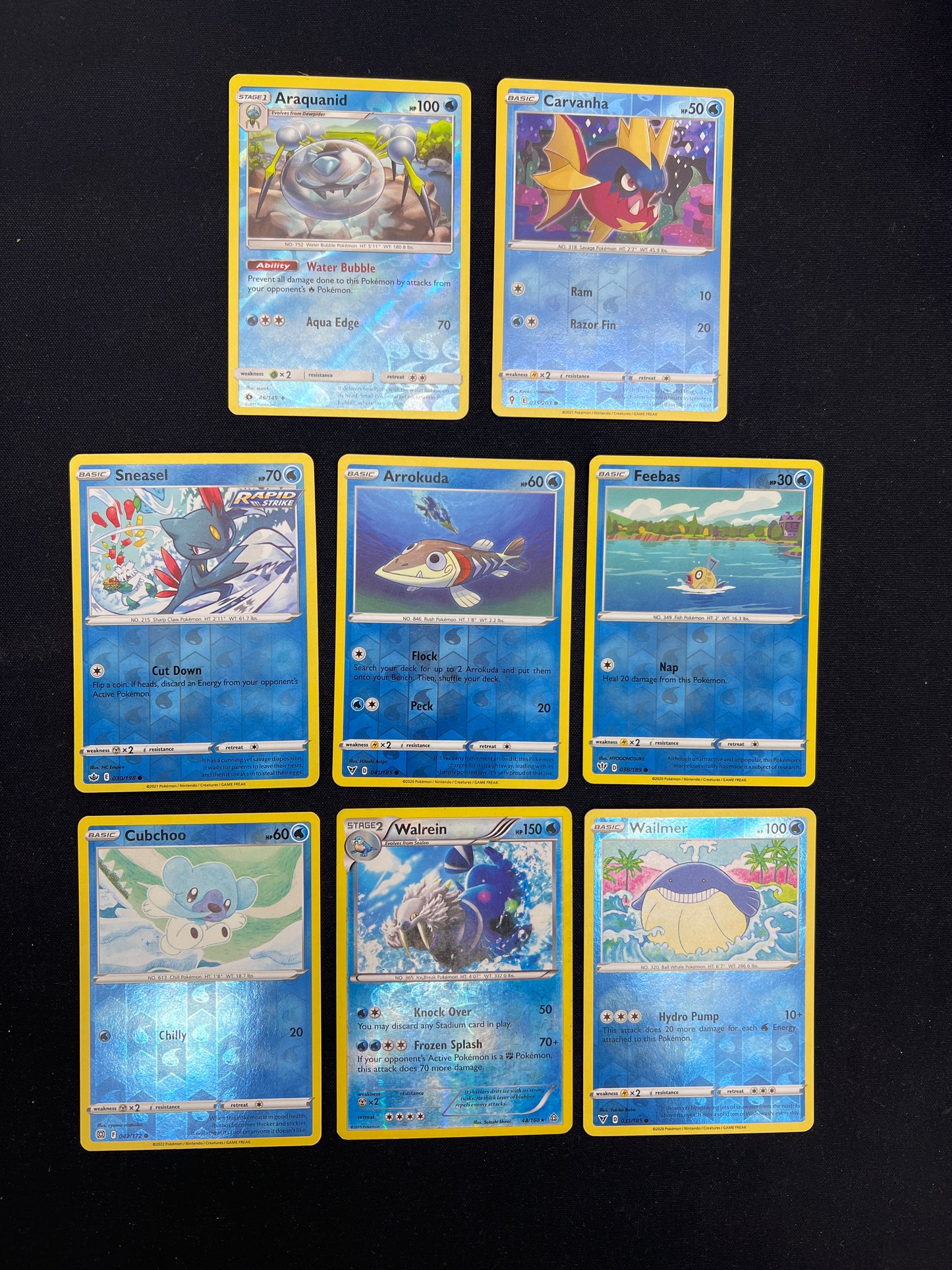 Auction Lot 194: Pokemon Cards Lot of 8 Assorted Reverse Holo Holo Rare Water Types Conditions Vary