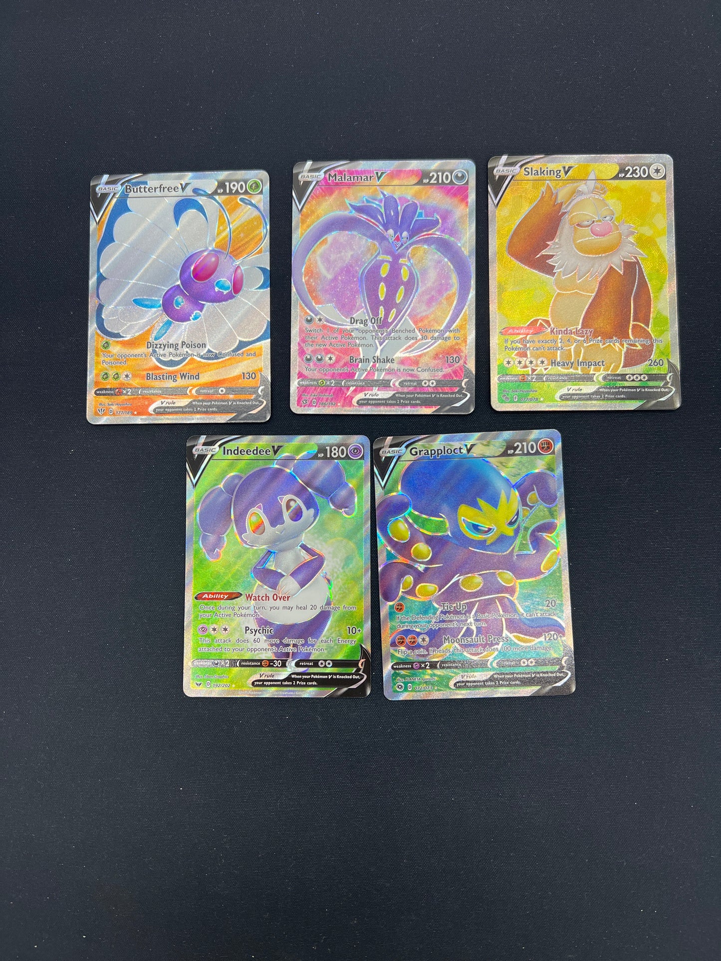 Auction Lot 212: Pokemon Cards Lot of 5 Assorted V Full Art Ultra Rares Conditions Vary