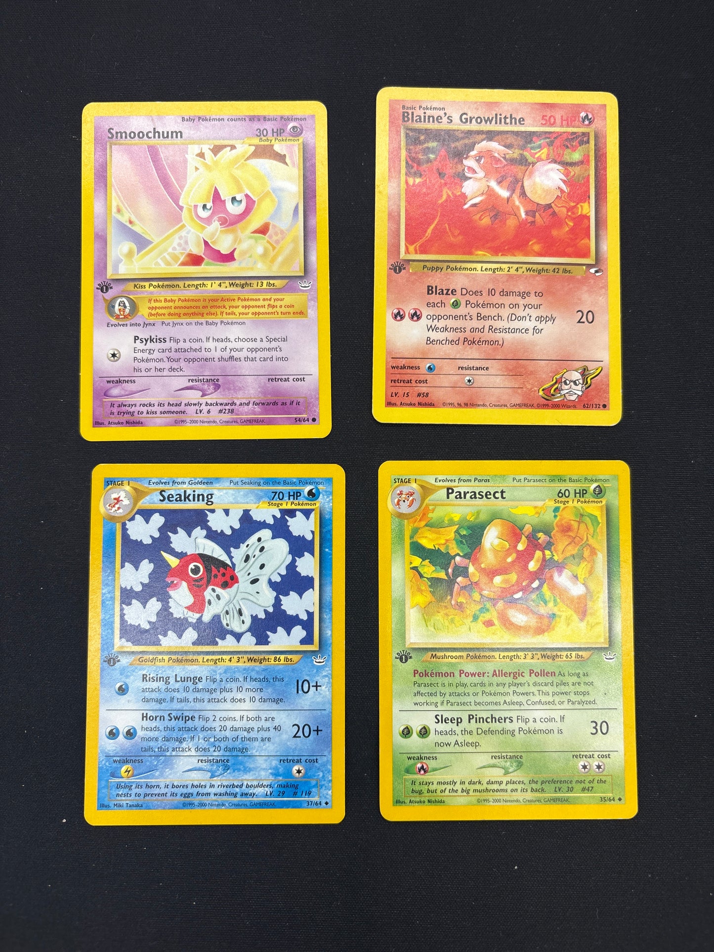 Auction Lot 258: Pokemon Cards Lot of 4 Assorted 1st Edition Neo Revelation & Gym Heroes Conditions Vary