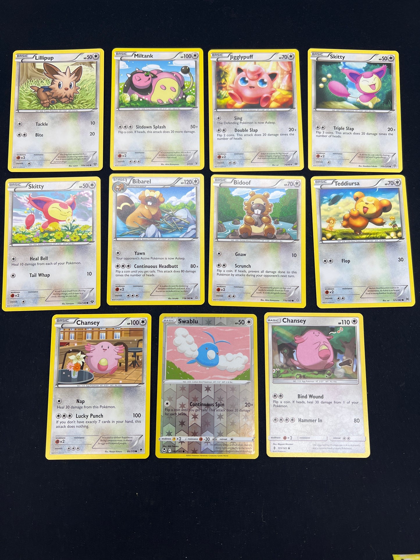 Auction Lot 109: Pokemon Cards Lot of 11 Normal Type Commons Uncommons Conditions Vary