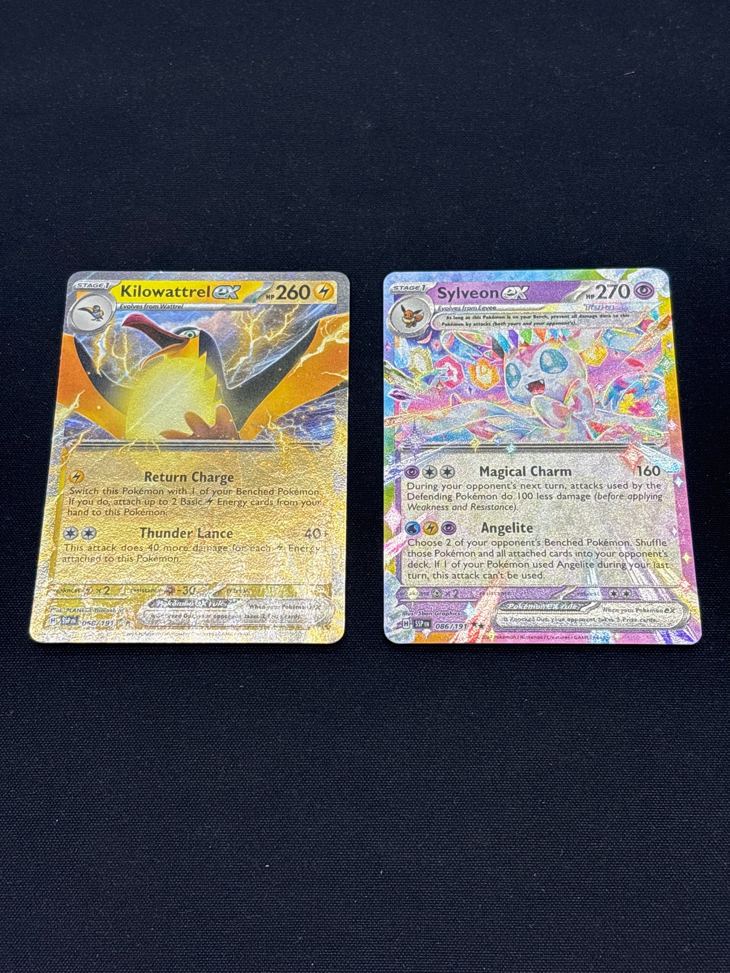 Auction Lot 339: Pokemon Cards Kilowattrel & Sylveon EX Surging Sparks Conditions Vary