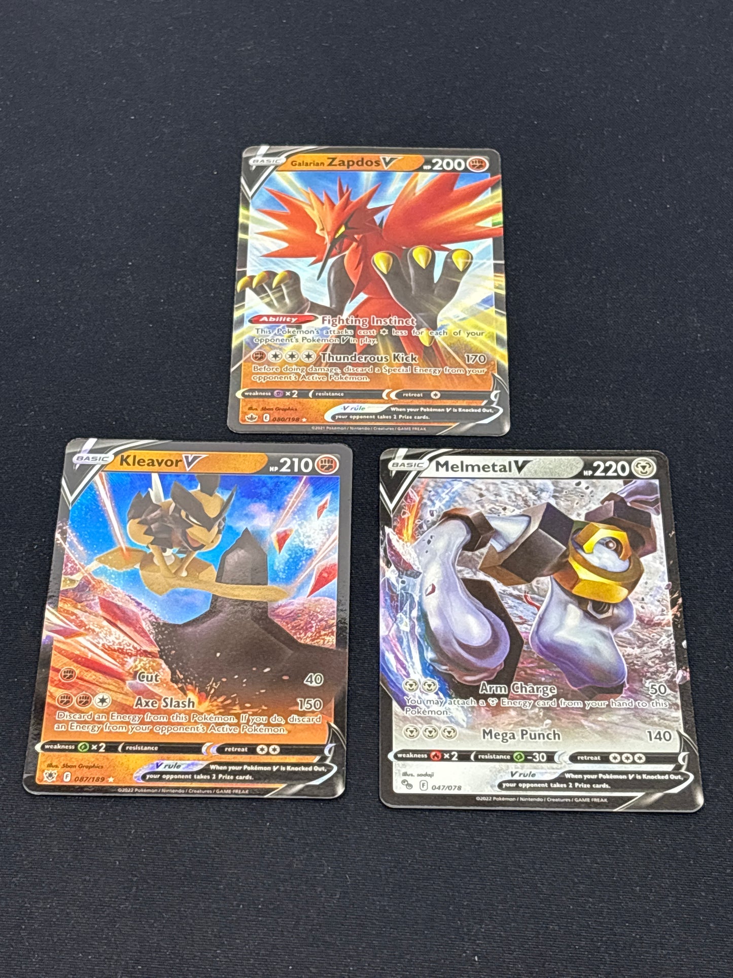 Auction Lot 340: Pokemon Cards Assorted Lot of 3 SWSH Full Art V Conditions Vary
