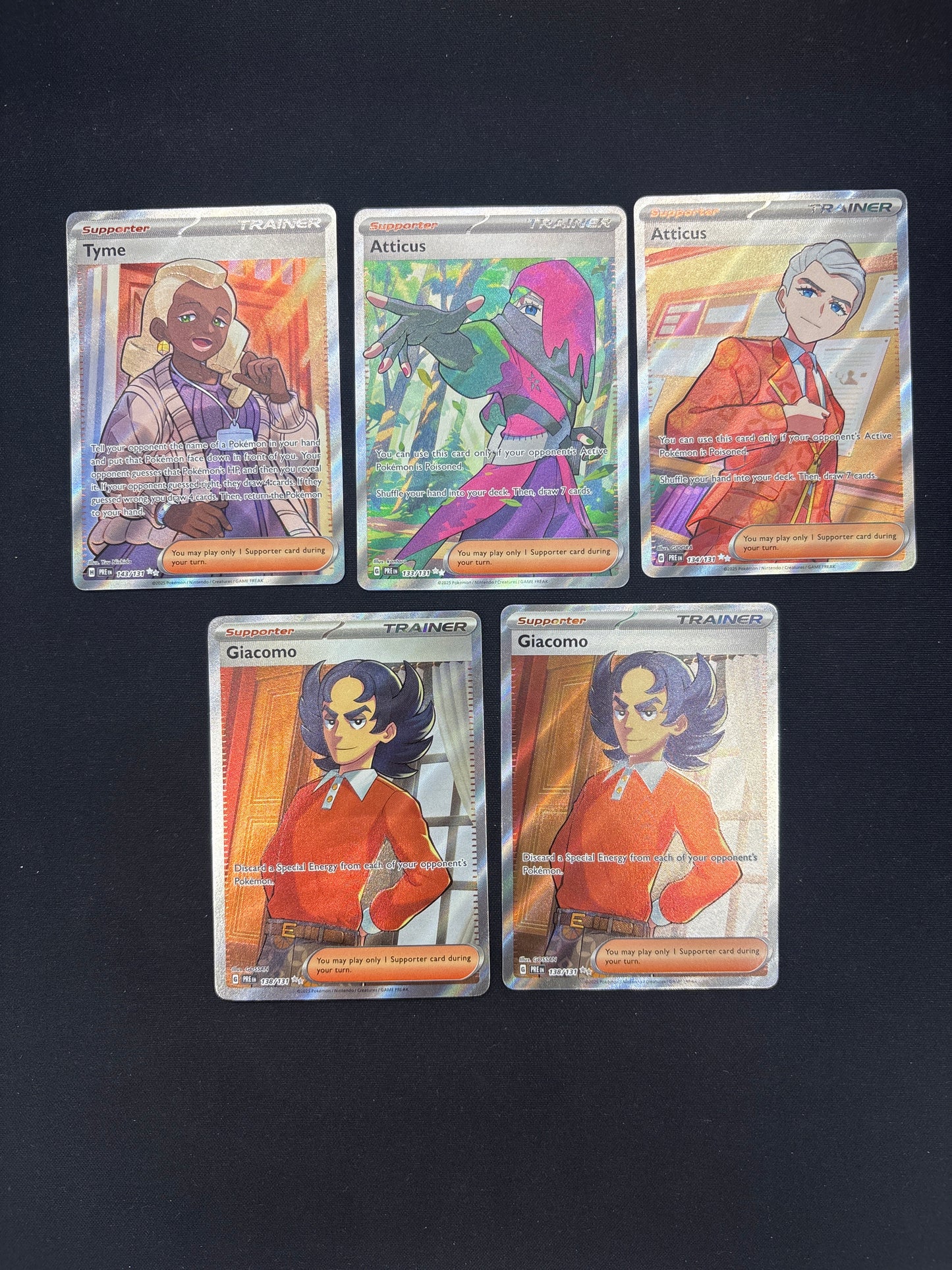 Auction Lot 260: Pokemon Cards Lot of 3 Trainer Full Arts Prismatic Evolutions Conditions Vary