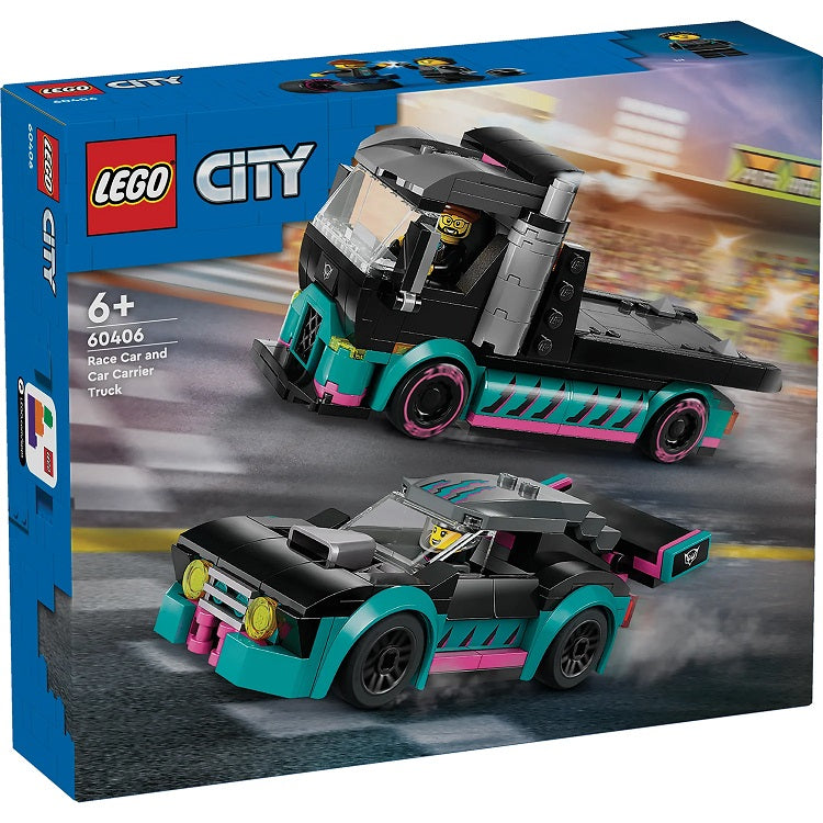 60406 Race Car and Car Carrier Truck