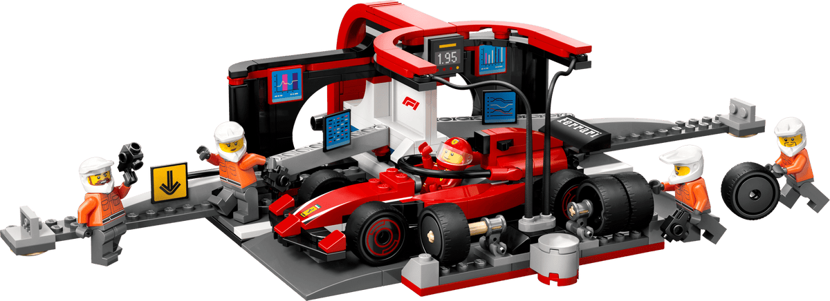 60443 F1 Pit Stop & Pit Crew with Ferrari Car