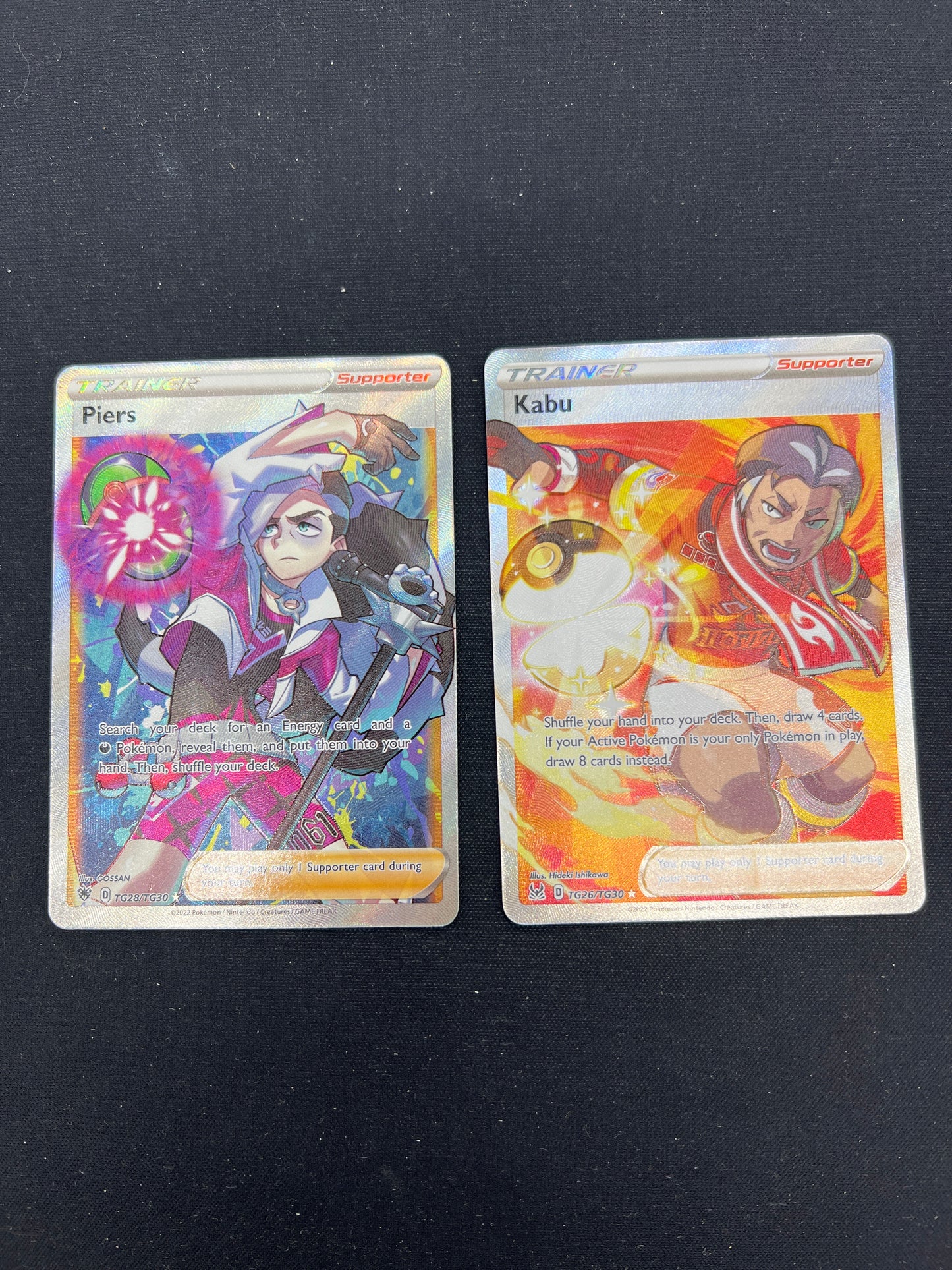 Auction Lot 169: Pokemon Cards Lot of 2 Piers & Kabu Full Art Trainer Conditions Vary