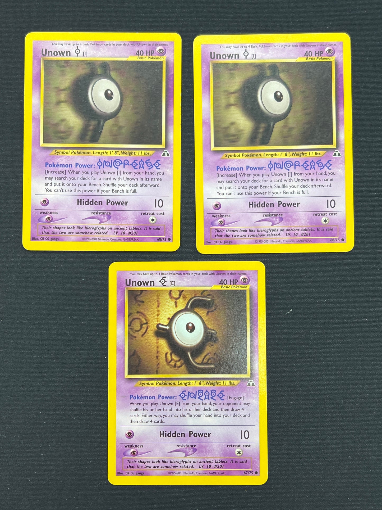 Auction Lot 397: Pokemon Cards Lot of 3 Assorted Unown Neo Discovery Conditions Vary