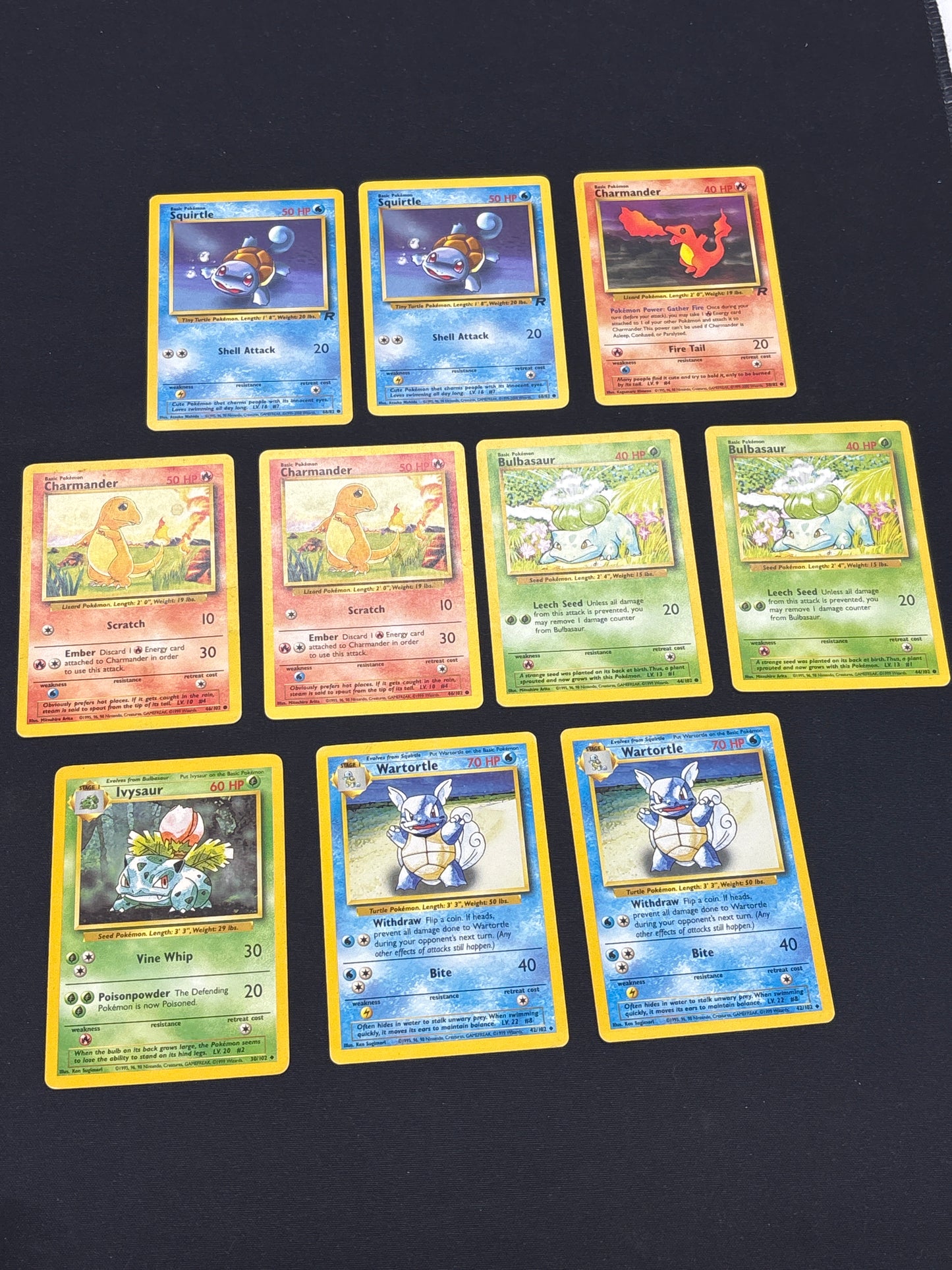 Auction Lot 42: Pokemon WOTC Starter Pokemon Card Lot Conditions Vary