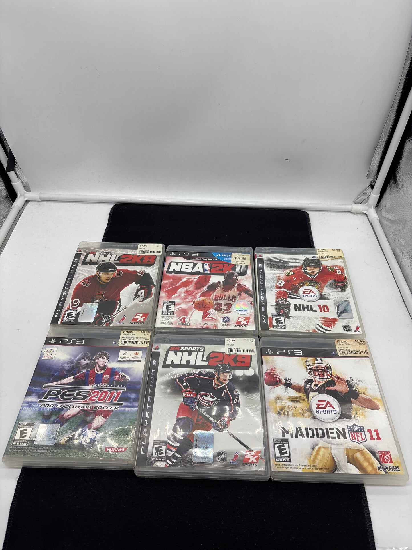 Auction Lot 94: PlayStation 3 Video Game Lot of 6 NHL 2K8 2K9 NBA 2K11 NHL 10 Madden 11 PES 2011