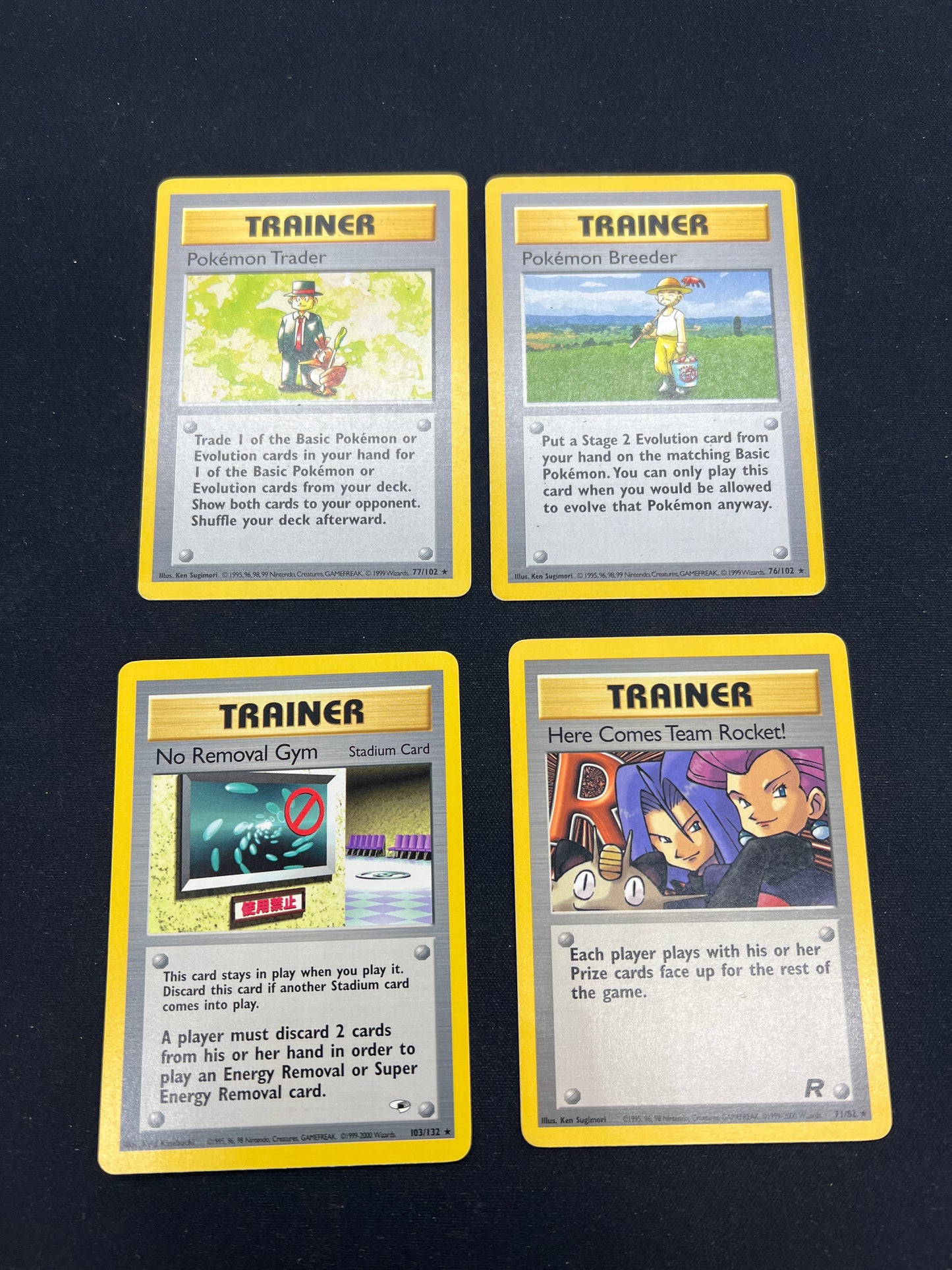 Auction Lot 210: Pokemon Cards Lot of 4 WOTC Non Holo Rare Trainers Conditions Vary
