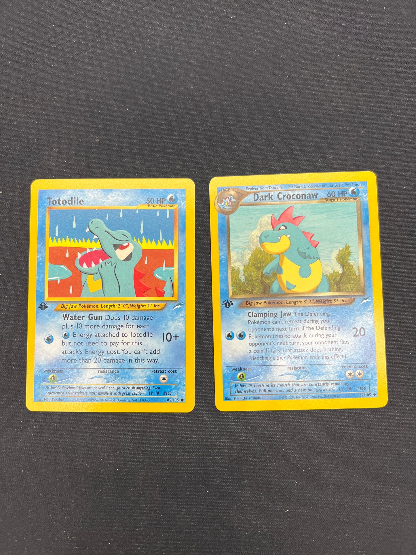 Auction Lot 6: Pokemon Cards Totodile & Dark Croconaw 1st Edition Neo Discovery Conditions Vary