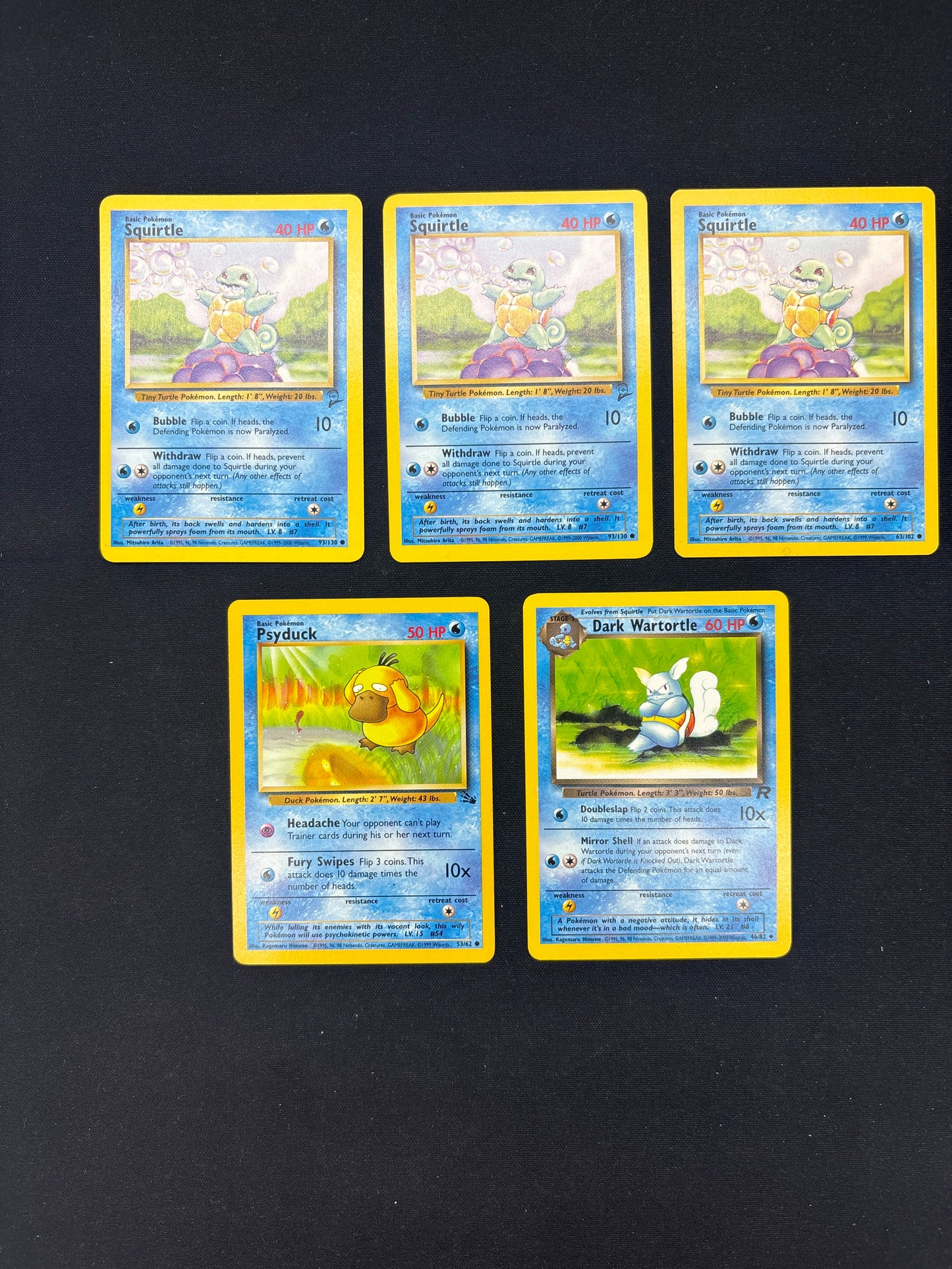 Auction Lot 220: Pokemon Cards Lot of 5 WOTC Water Type Conditions Vary