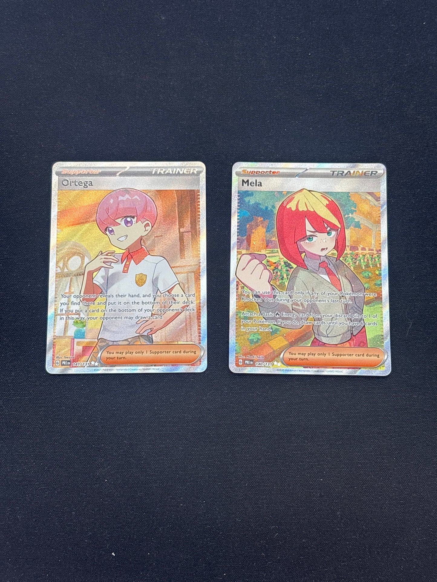 Auction Lot 254: Pokemon Cards Mela Ortega Full Art Trainers Lot of 2 Conditions Vary