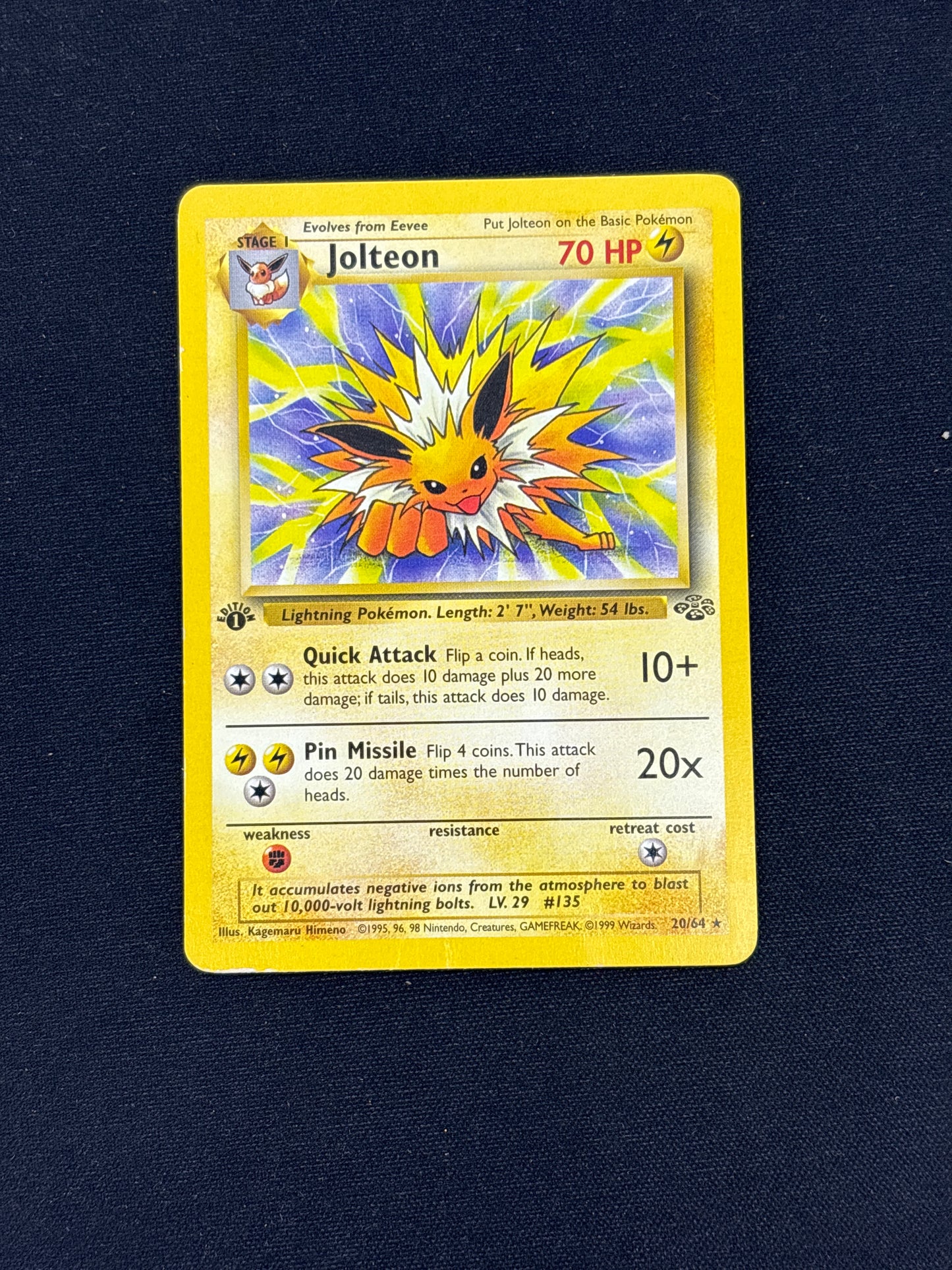 Auction Lot 27: Pokemon Card Jolteon Jungle 1st Edition Conditions Vary