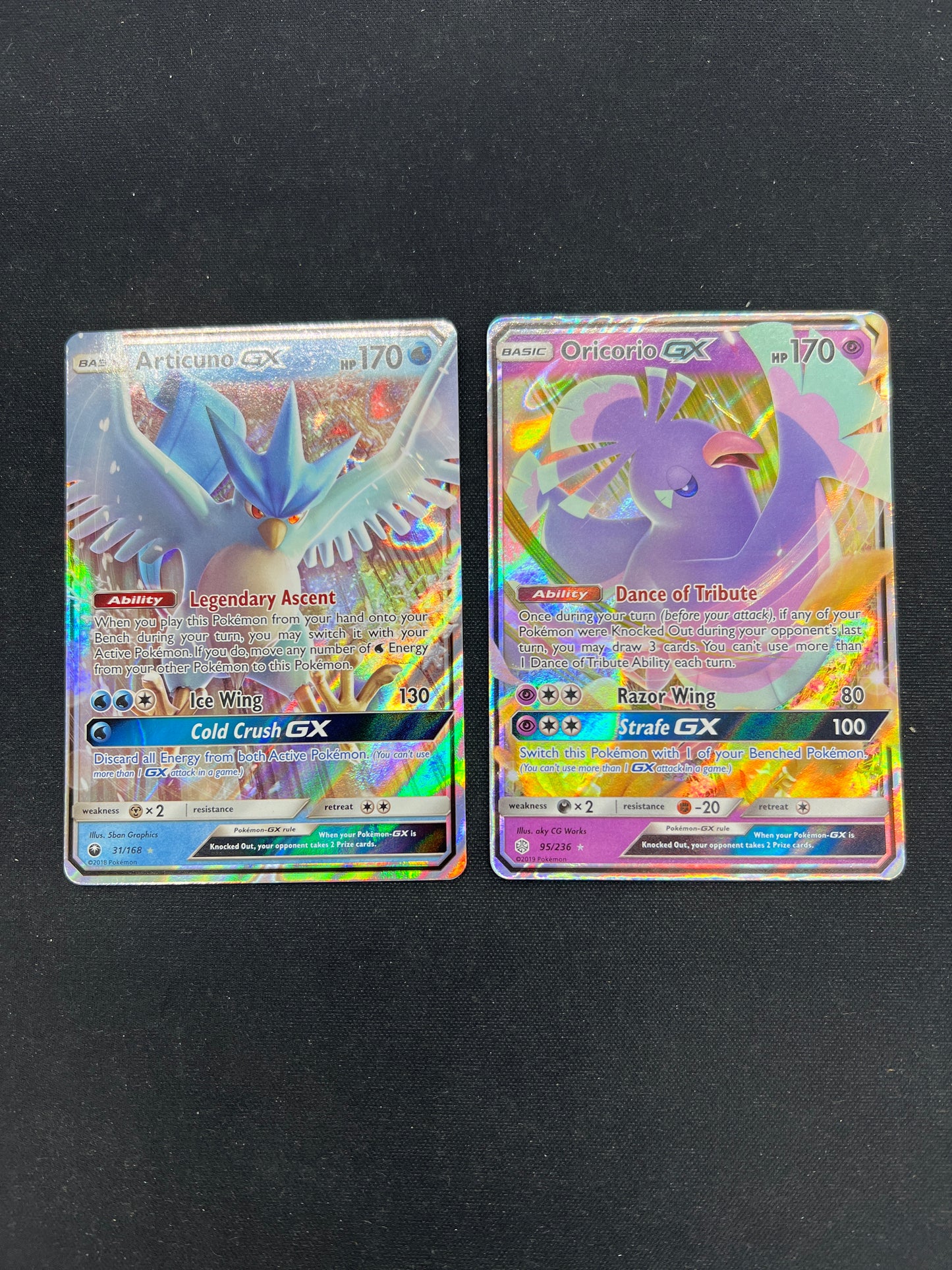Auction Lot 268: Pokemon Cards Oricorio and Articuno GX Lot Conditions Vary