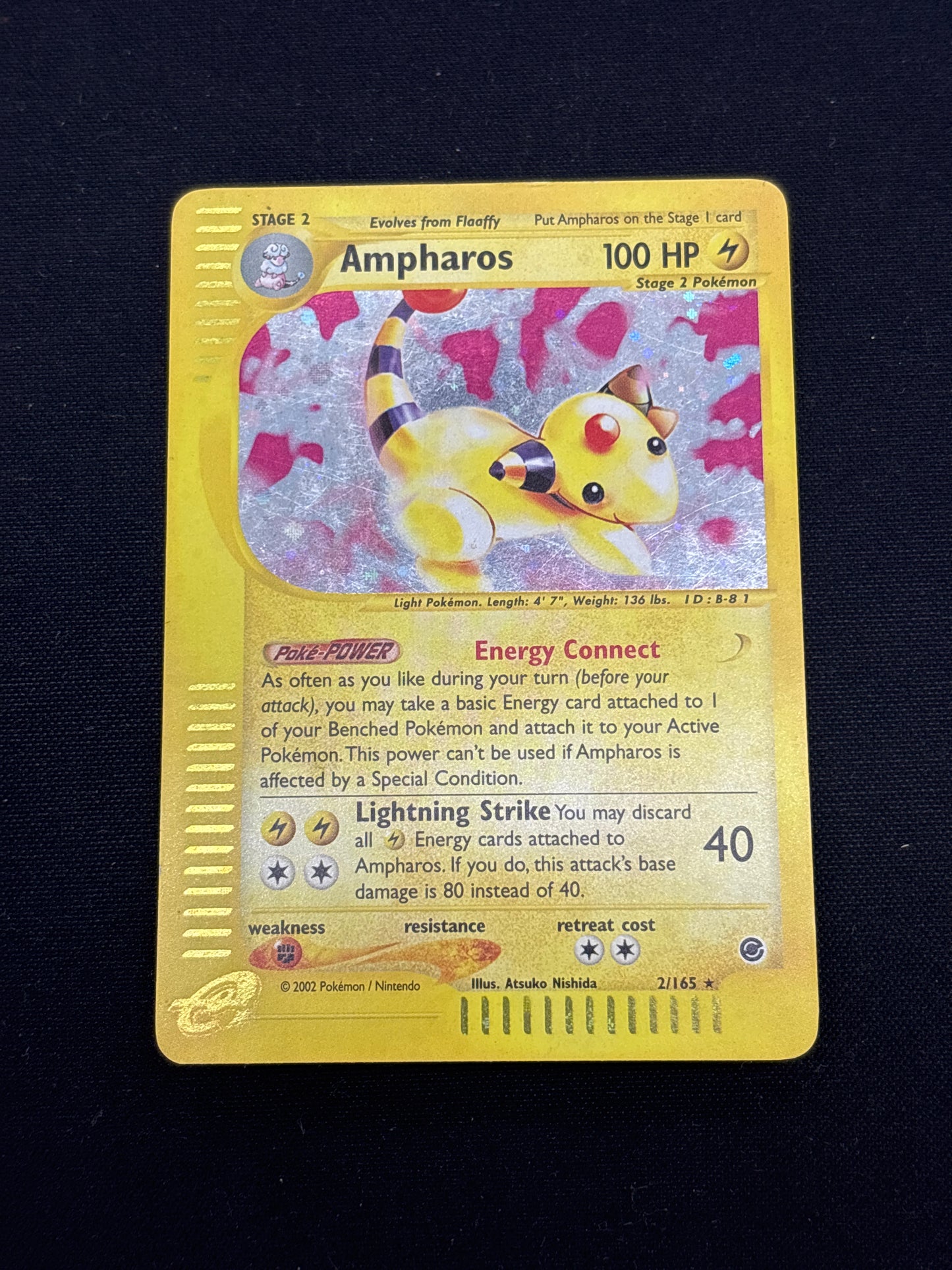 Auction Lot 6: Pokemon Cards Ampharos Holo Expedition 2/165 Conditions Vary
